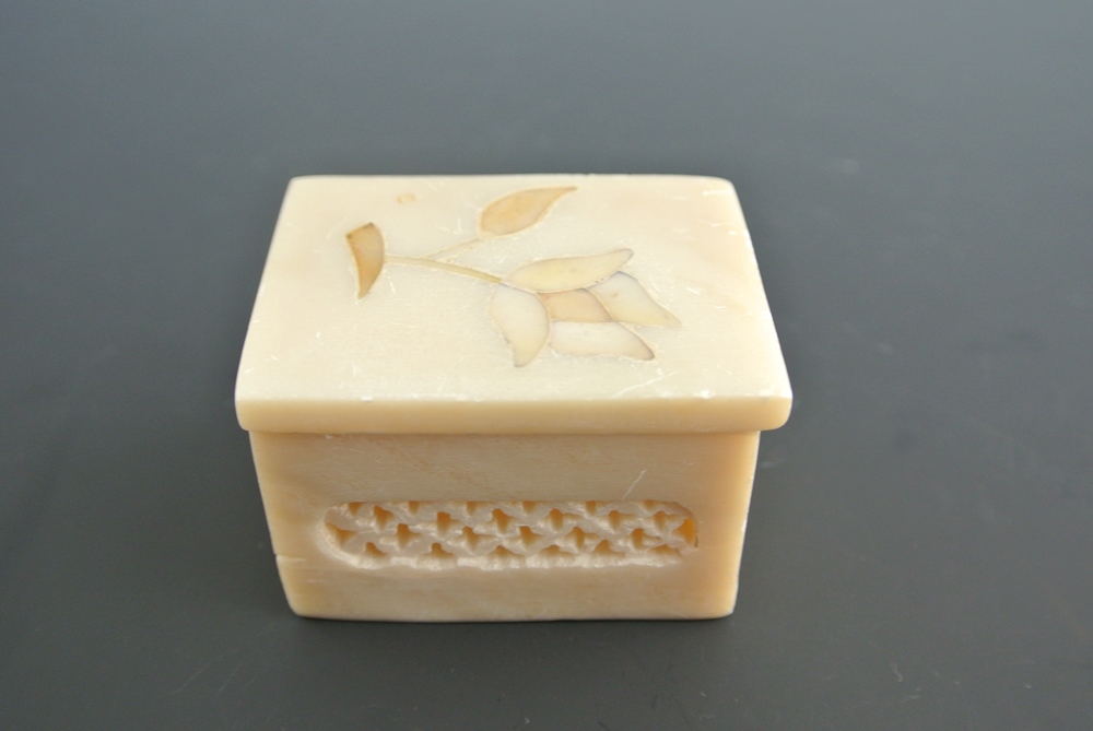 Vintage See No Evil Soap Stone Toothpick Holder and Box