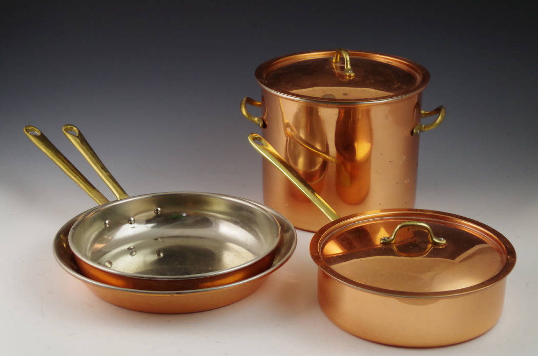 Benjamin and Medwin Inc. Copper Cooking Pots with Brass Handles