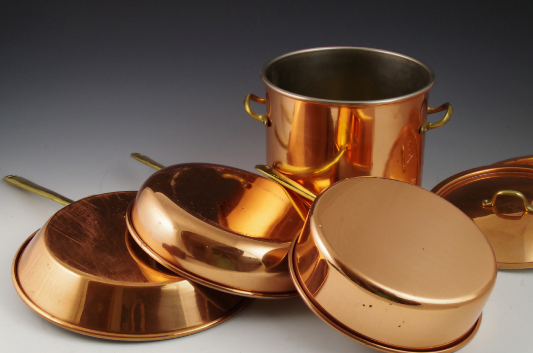 Benjamin and Medwin Inc. Copper Cooking Pots with Brass Handles