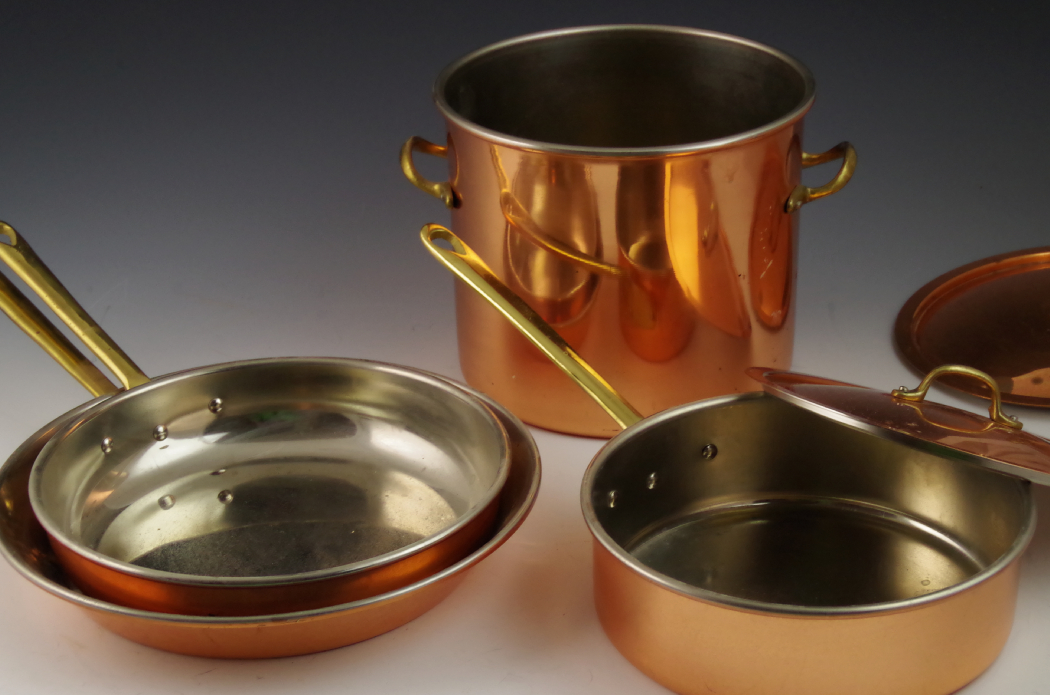 Benjamin and Medwin Inc. Copper Cooking Pots with Brass Handles
