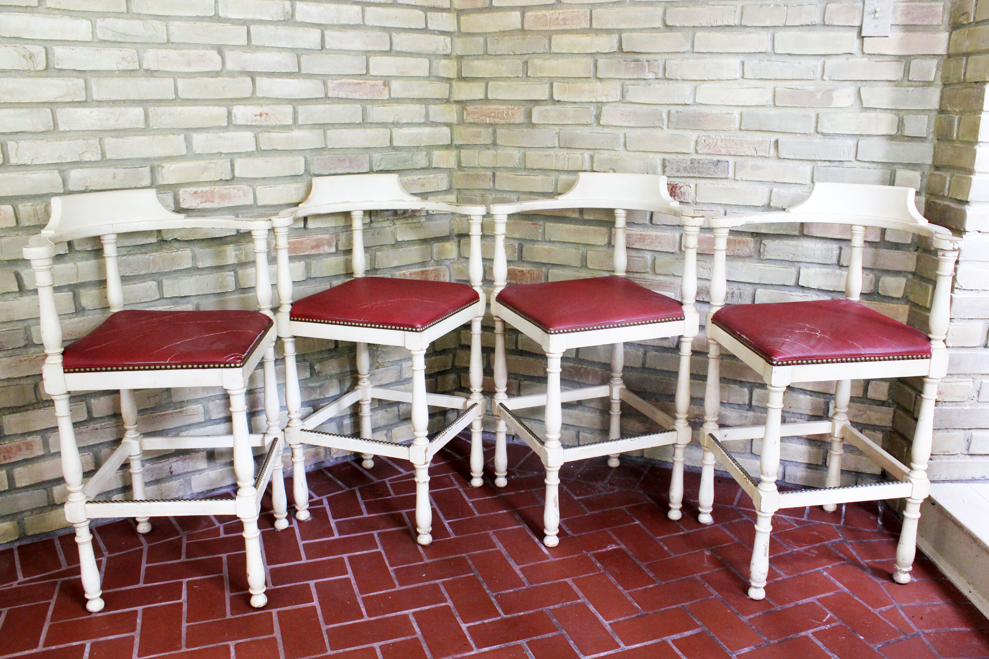 Set of Four French Country Style Bar Stools