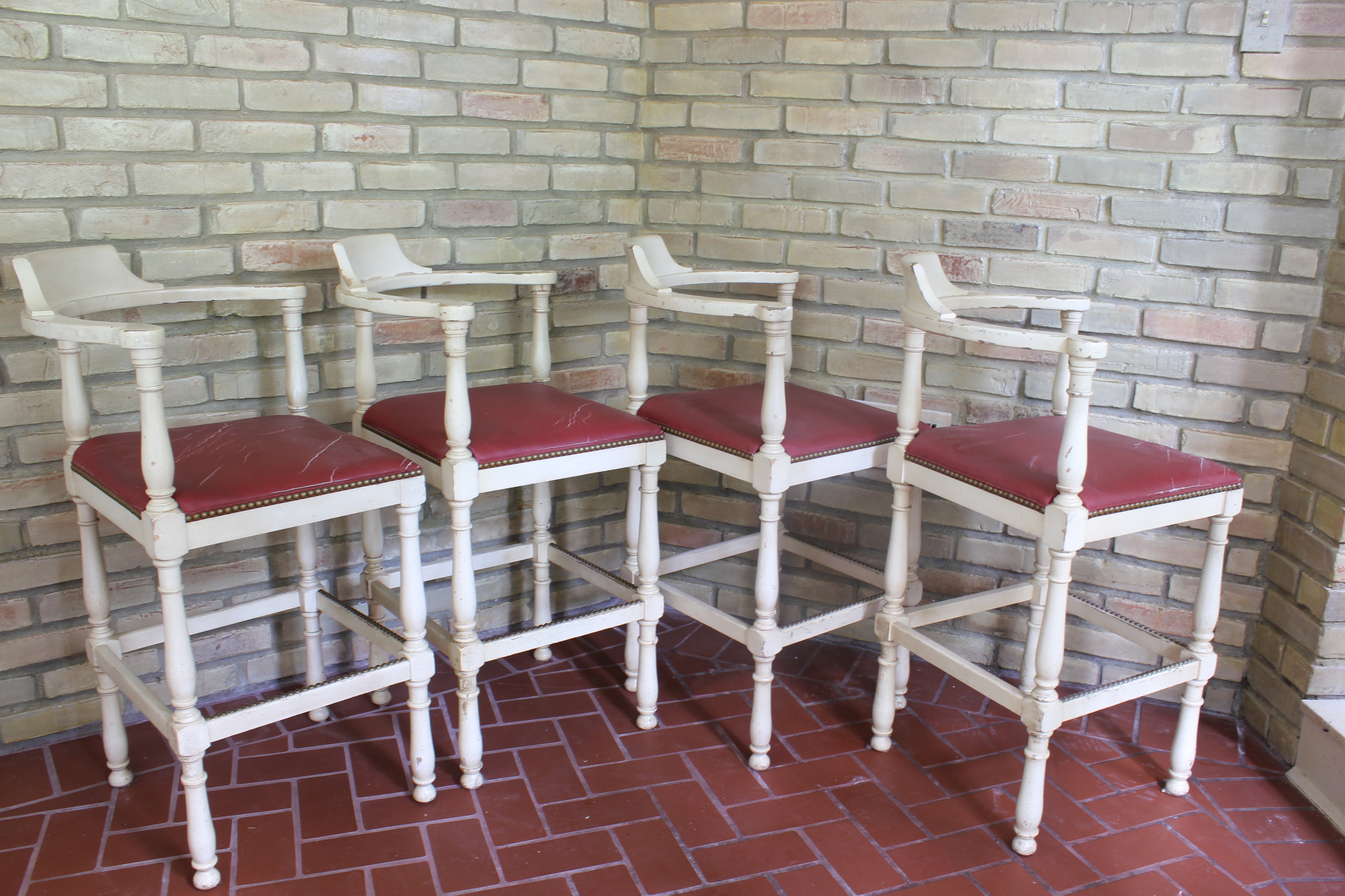 Set of Four French Country Style Bar Stools