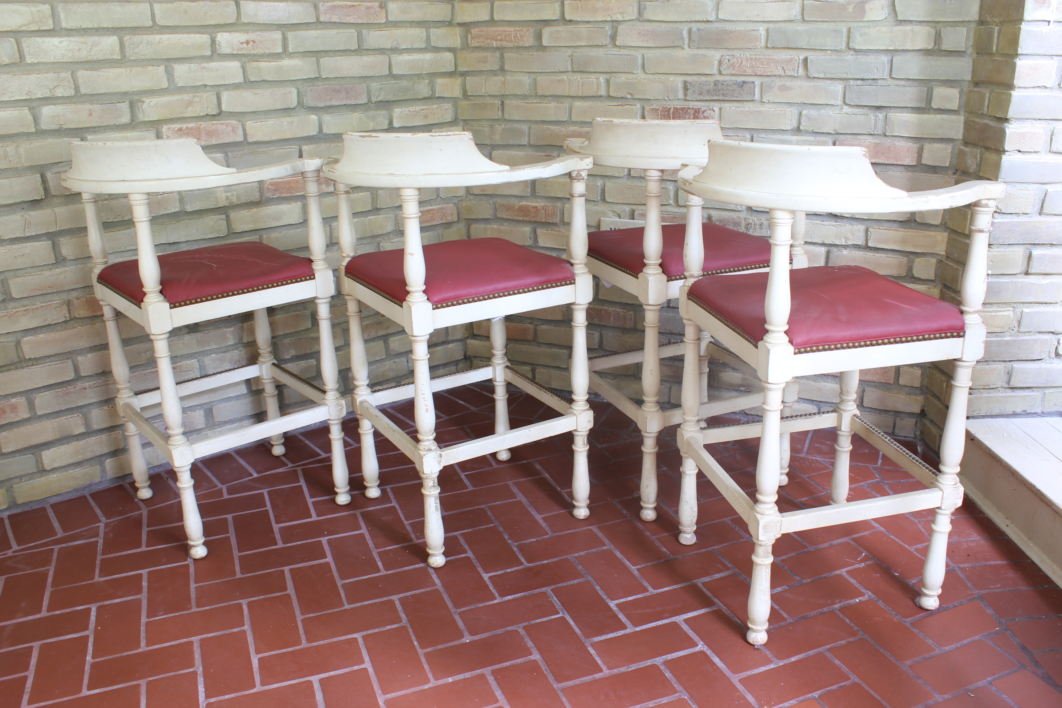 Set of Four French Country Style Bar Stools