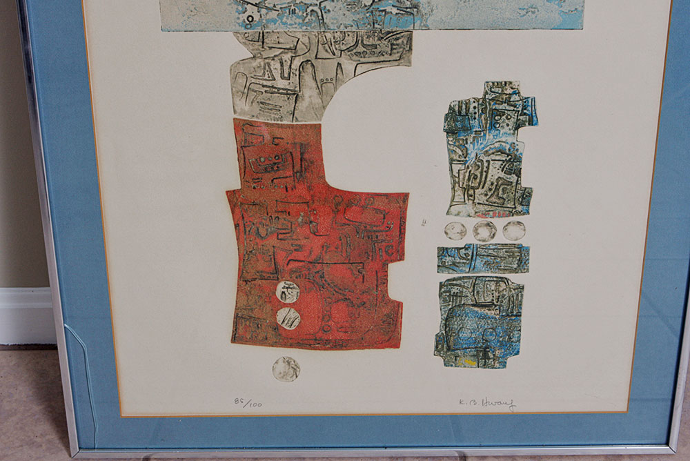 Framed Modern Art Print by Korean-Born Artist Kyu-Baik Hwang