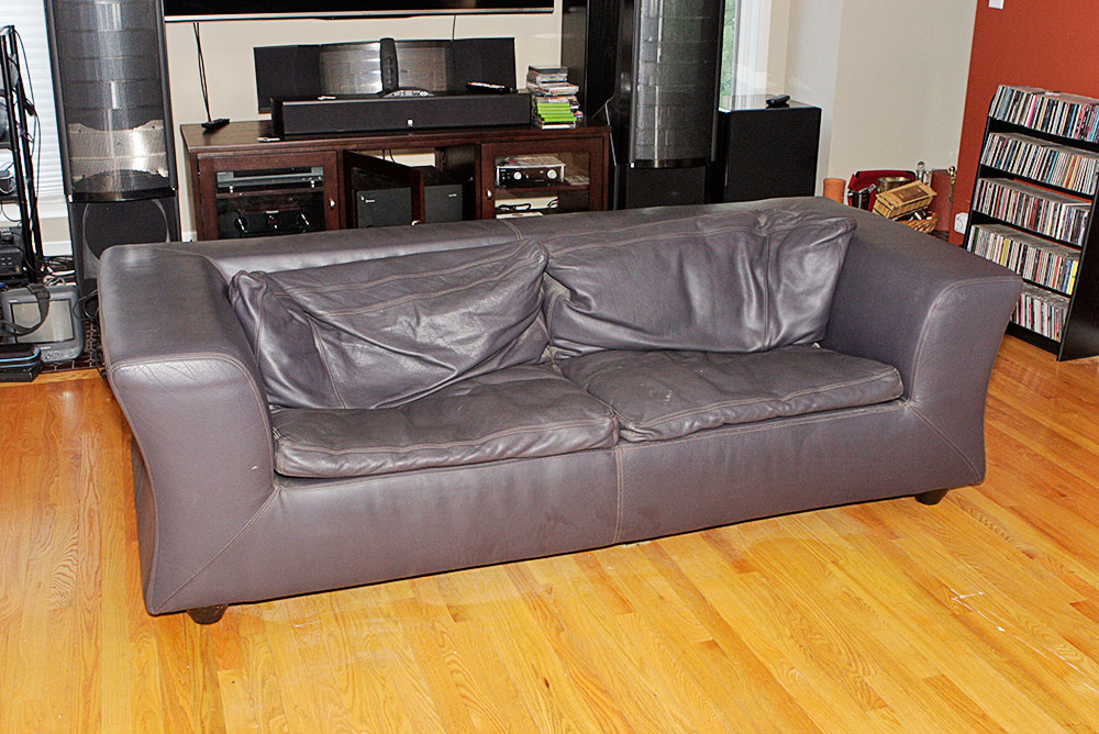 Navy Blue Leather Sofa