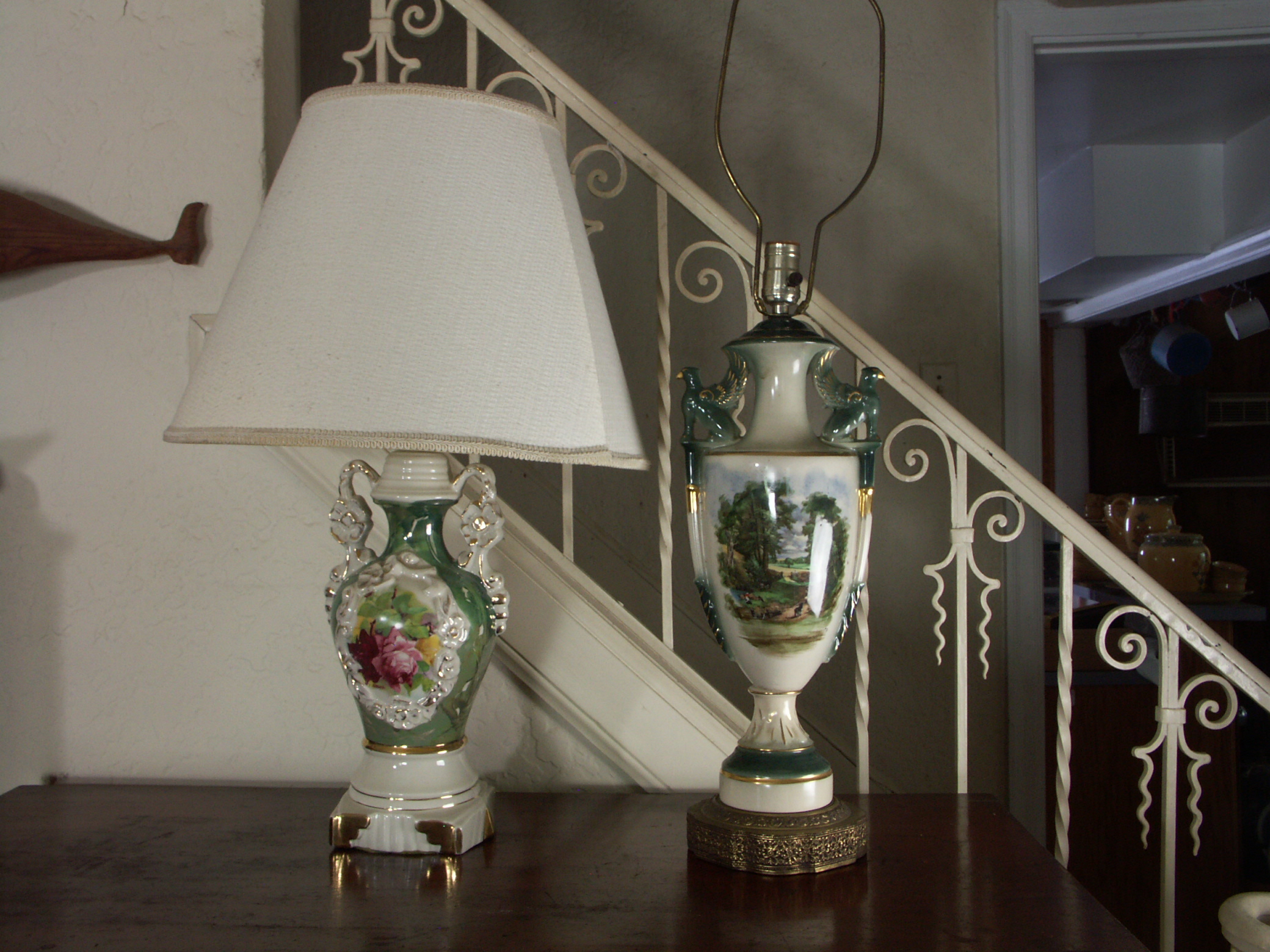 Two Vintage Porcelain Urn Lamps