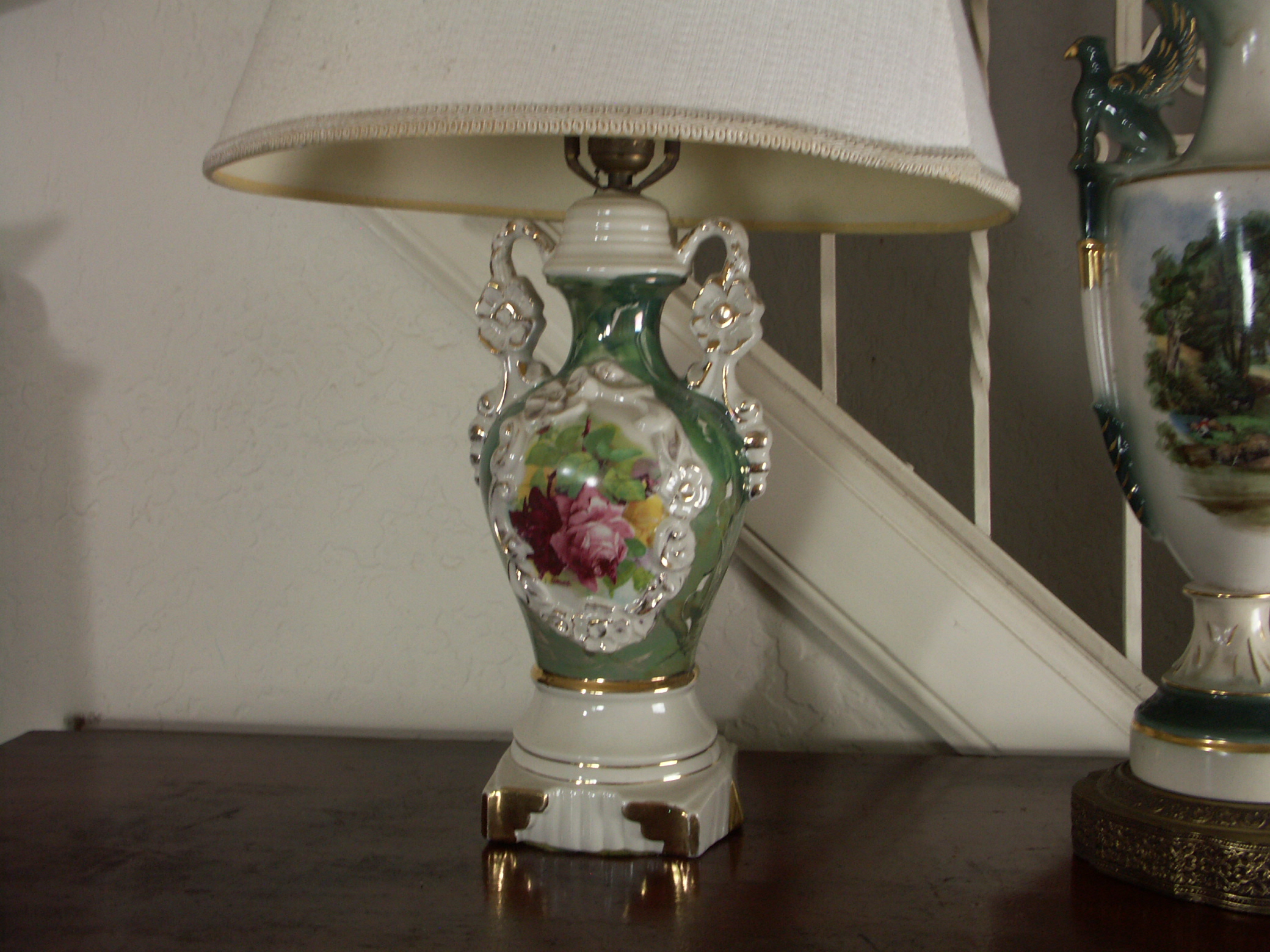Two Vintage Porcelain Urn Lamps