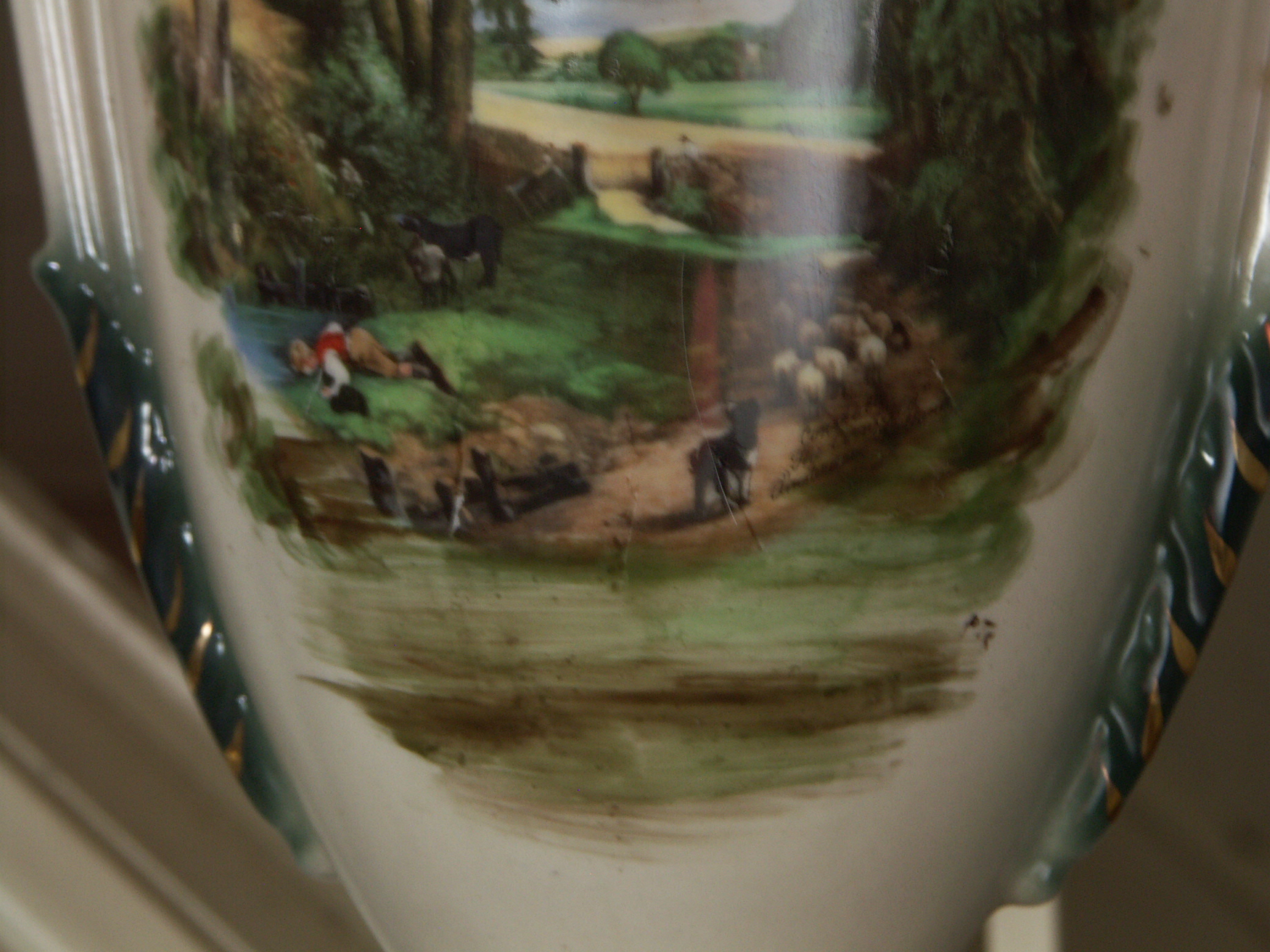 Two Vintage Porcelain Urn Lamps