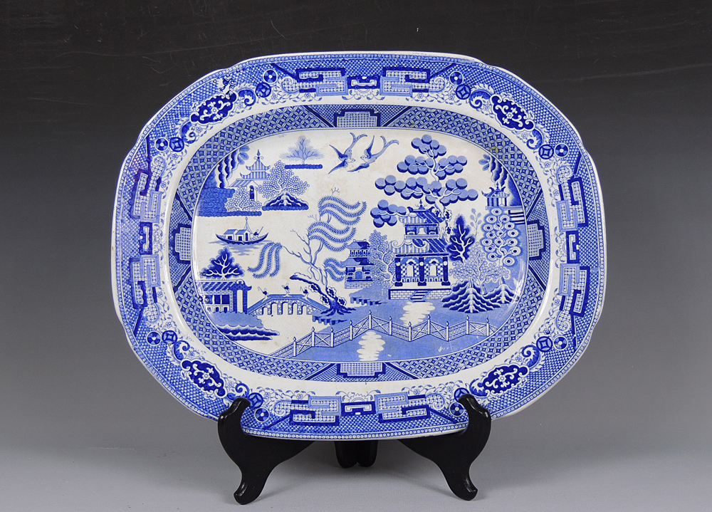 Vintage Willow Ware Platter and Plates