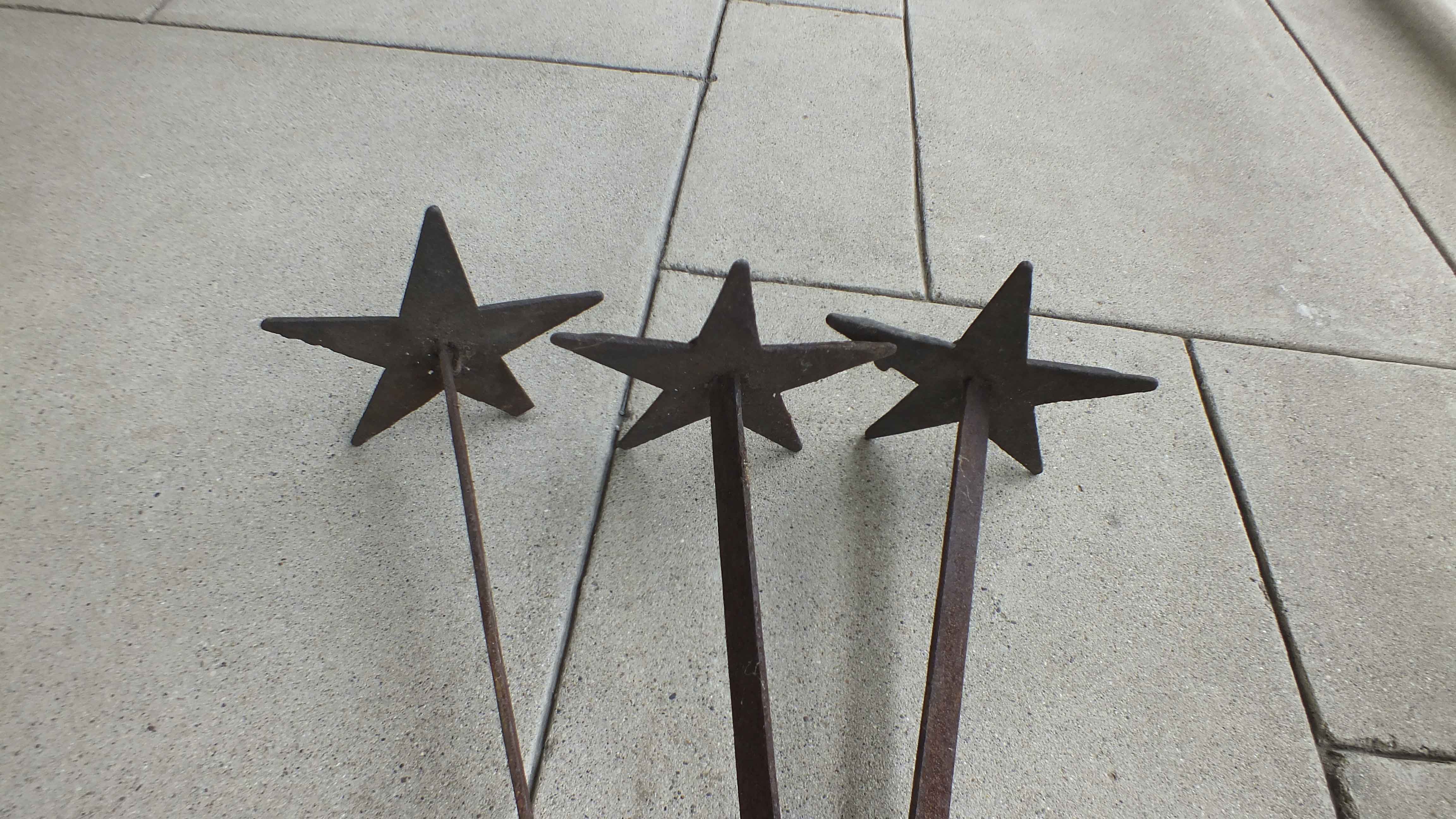 Three Antique Cast Iron Architectural Masonry Stars