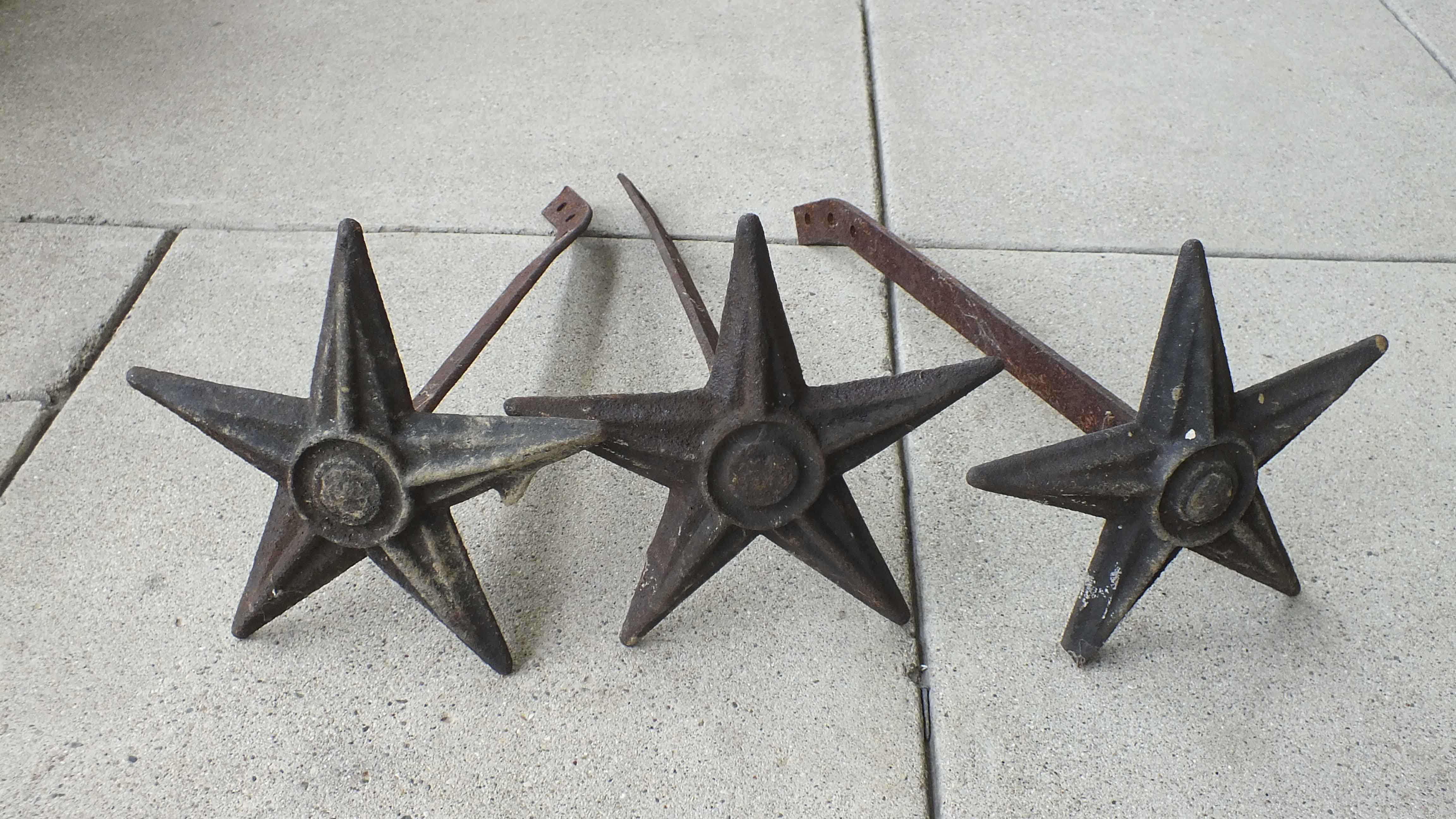 Three Antique Cast Iron Architectural Masonry Stars