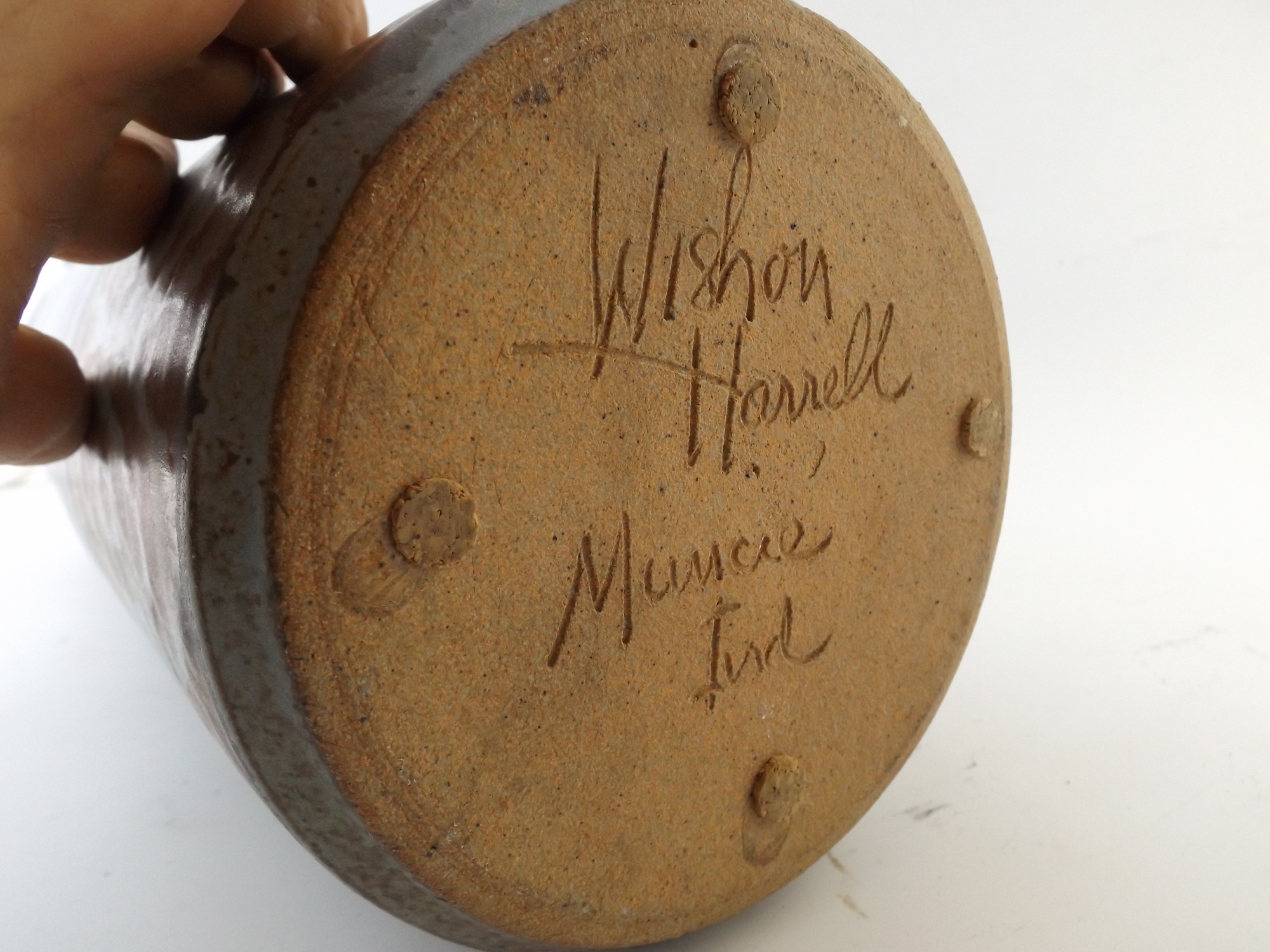 Signed Wishon Harrell Modernist Stoneware Vase