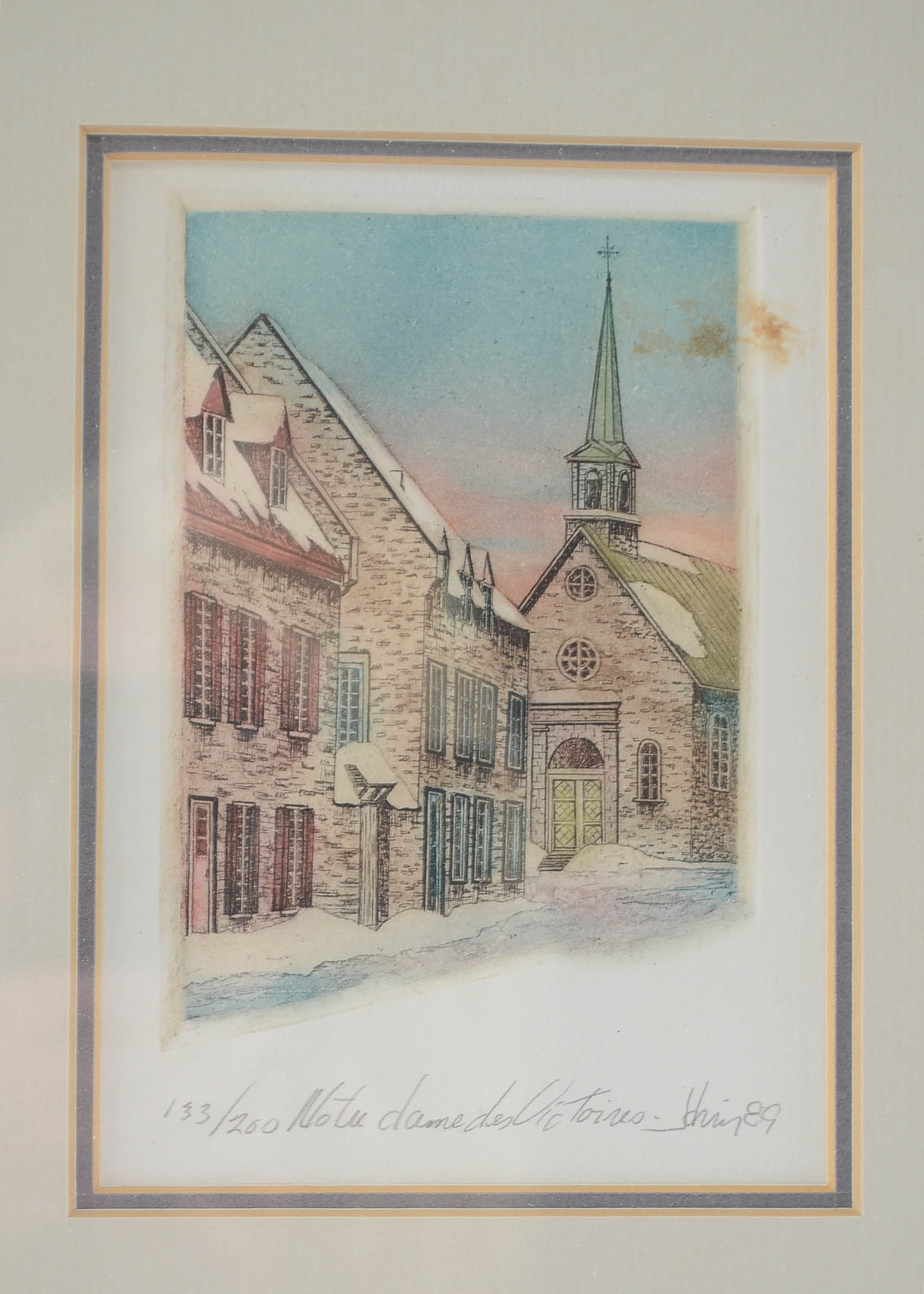 Maurice Jobin Signed Hand Colored Engraving