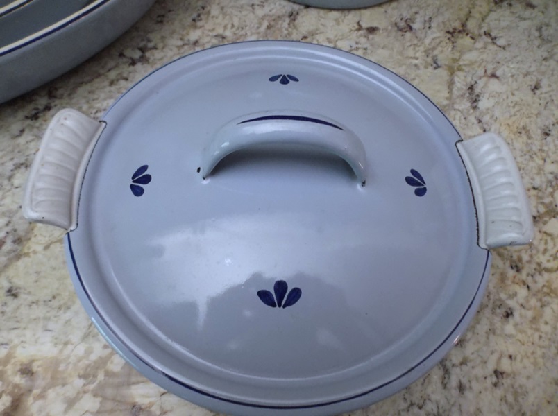 Four-Piece Set of DRU Enameled Cast Iron Cookware 