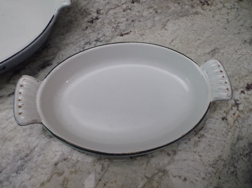 Four-Piece Set of DRU Enameled Cast Iron Cookware 