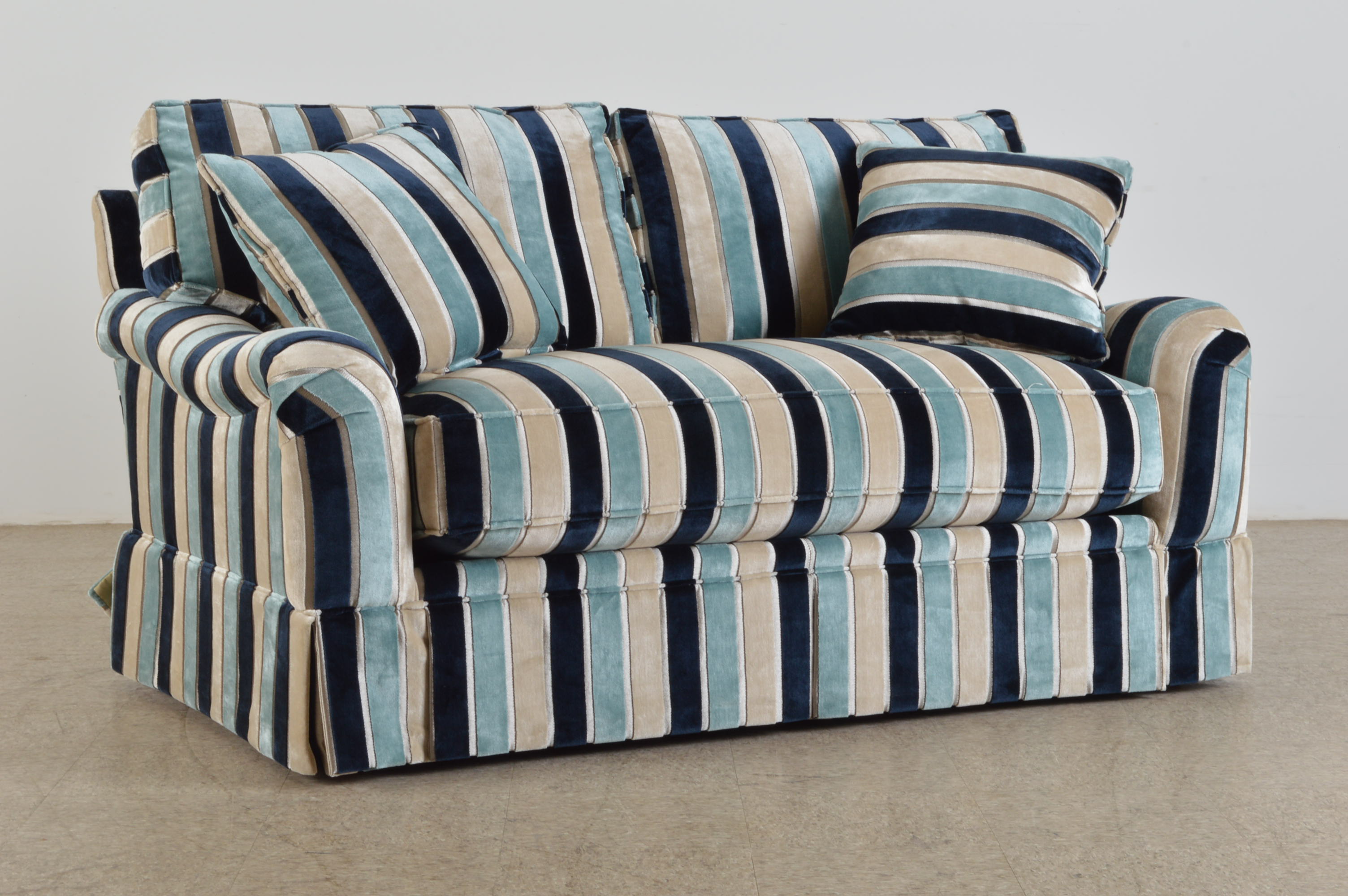 Blue Striped Love-Seat Sofa