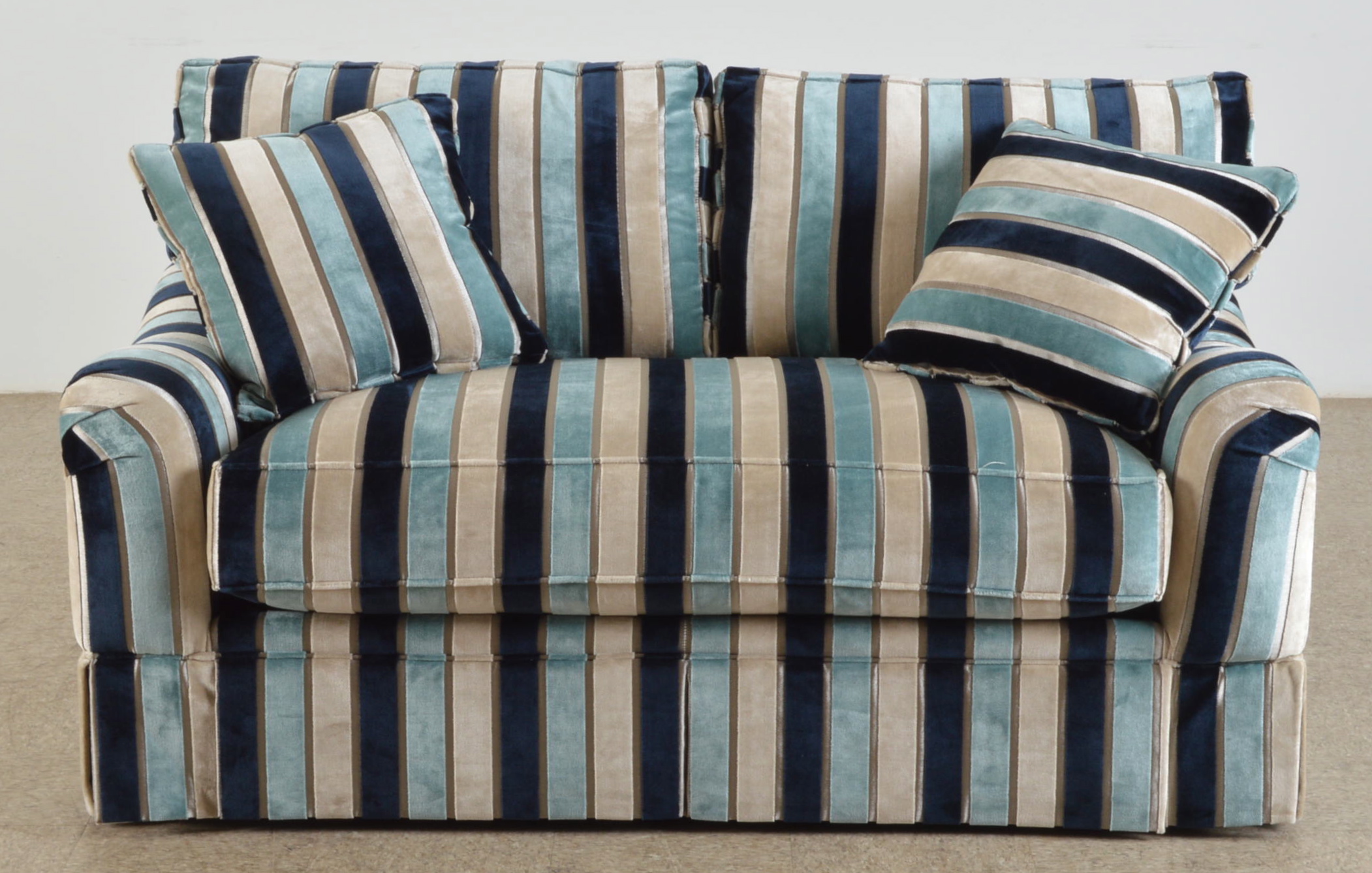 Blue Striped Love-Seat Sofa