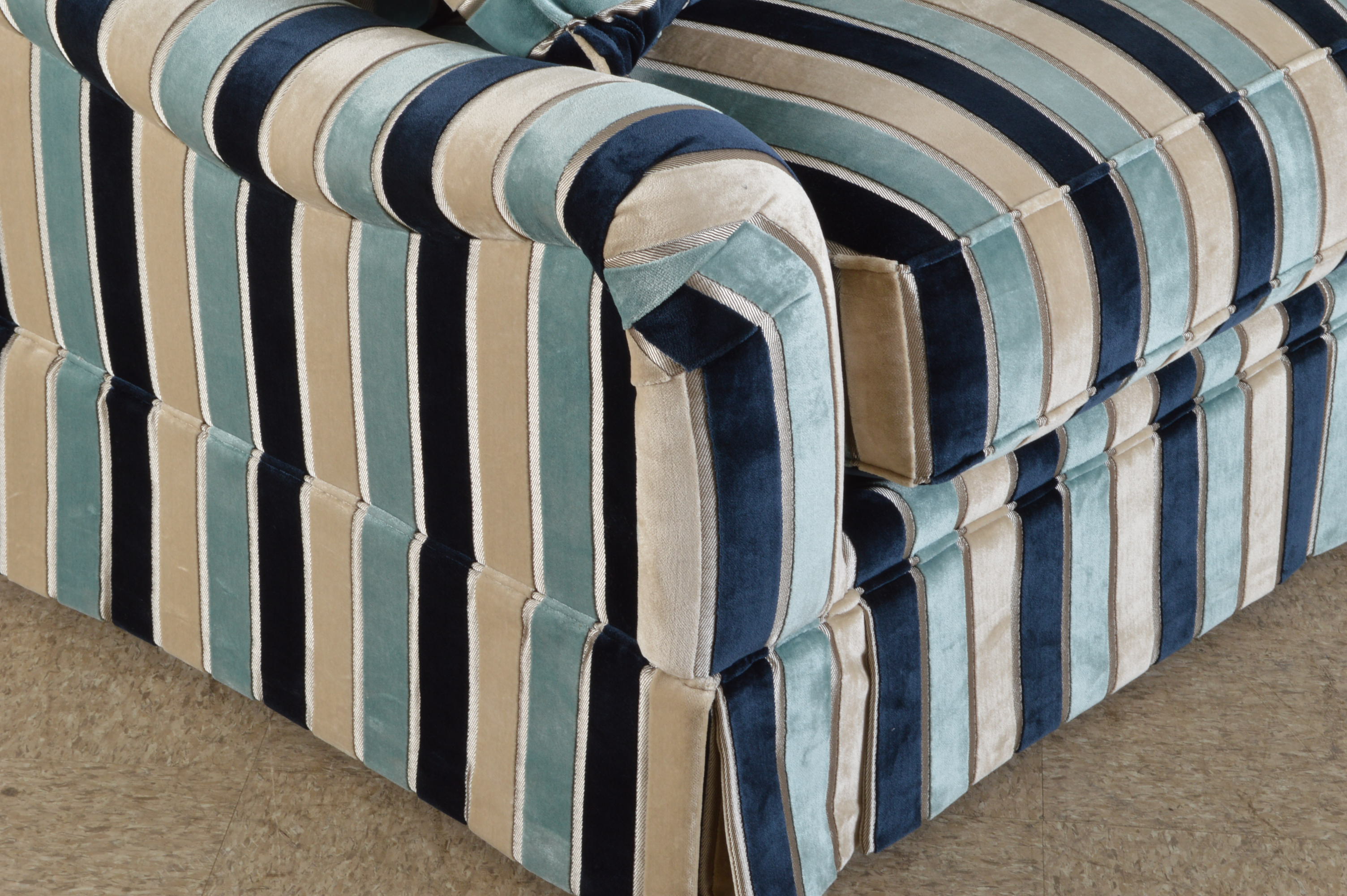 Blue Striped Love-Seat Sofa