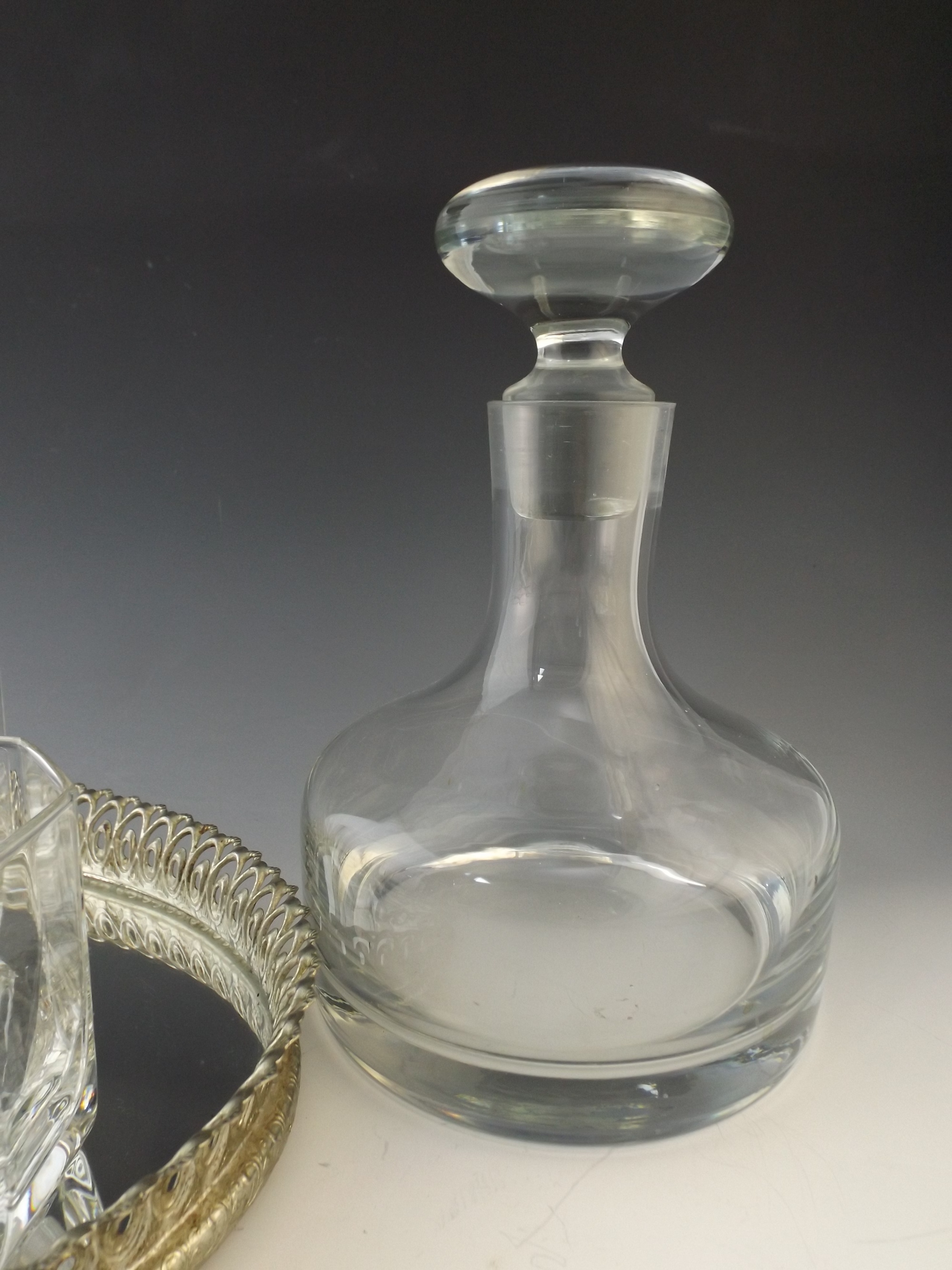 Absolut Vodka Lowball Glasses, Mirrored Tray and Liquor Decanter