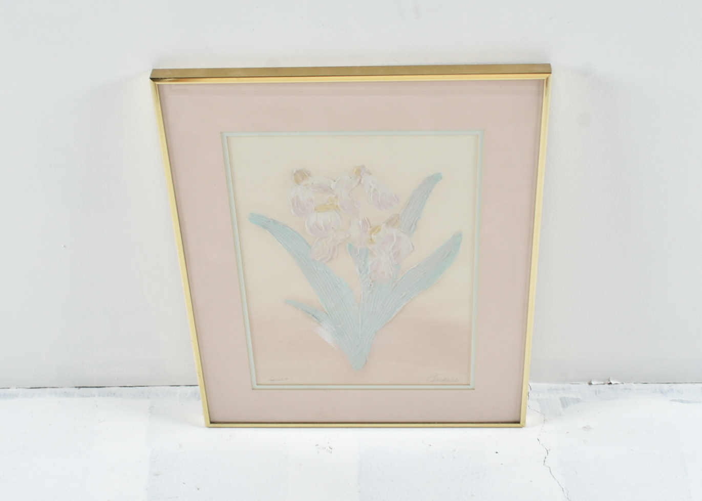 Vintage Painting of Irises, Signed "Andres" of Vanguard Studios