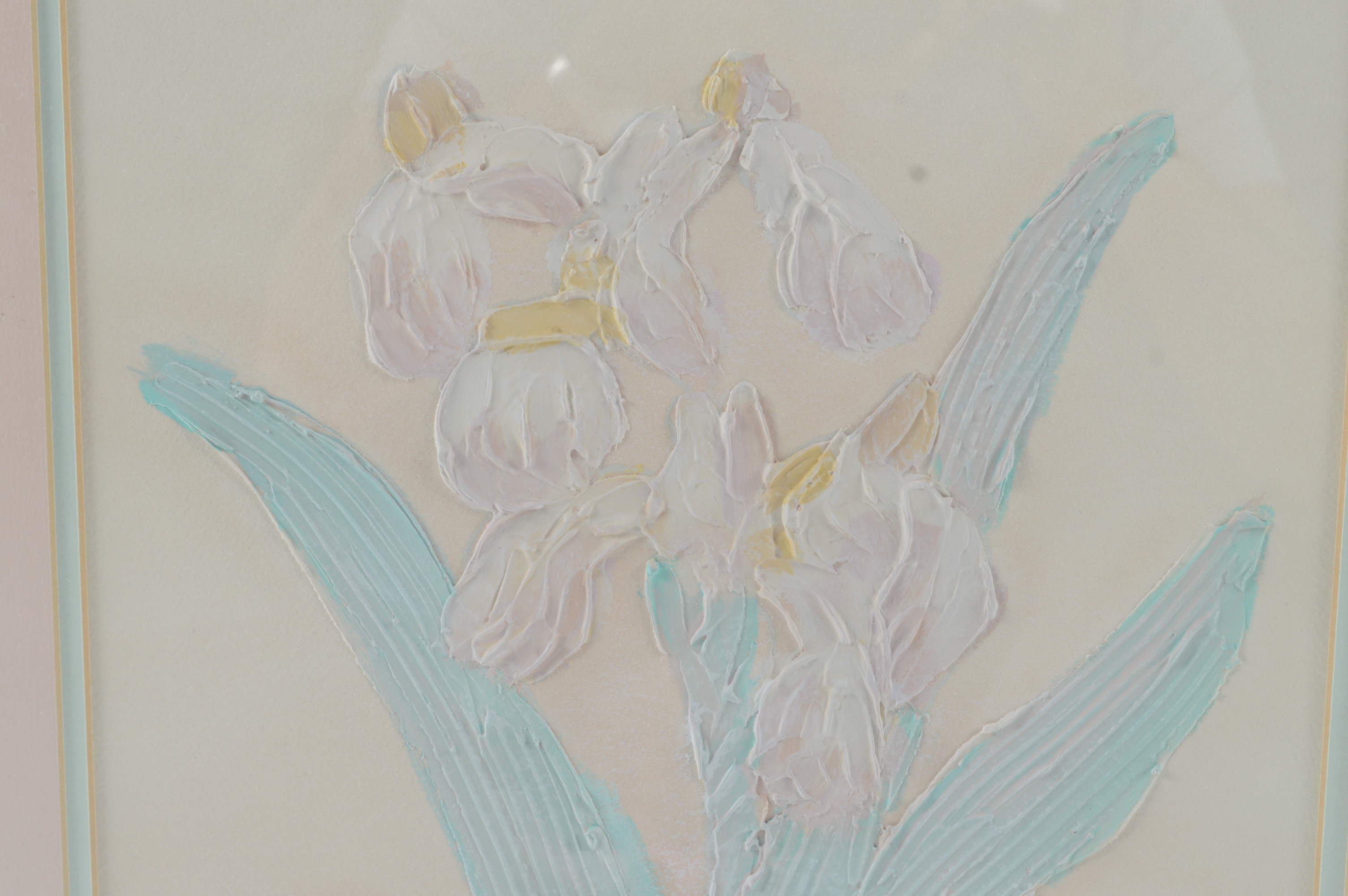 Vintage Painting of Irises, Signed "Andres" of Vanguard Studios