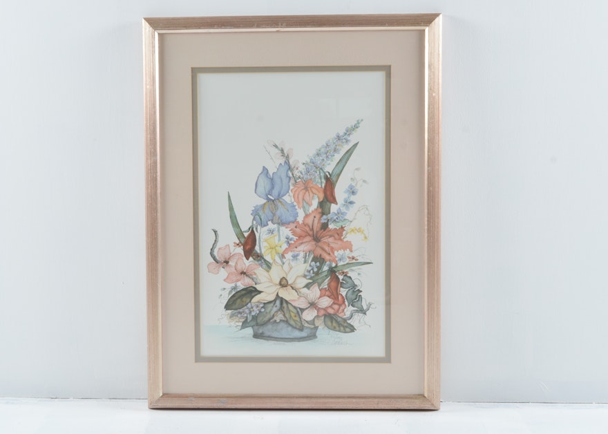Signed, Numbered Still Life with Flowers Print by A. Renée Dollar