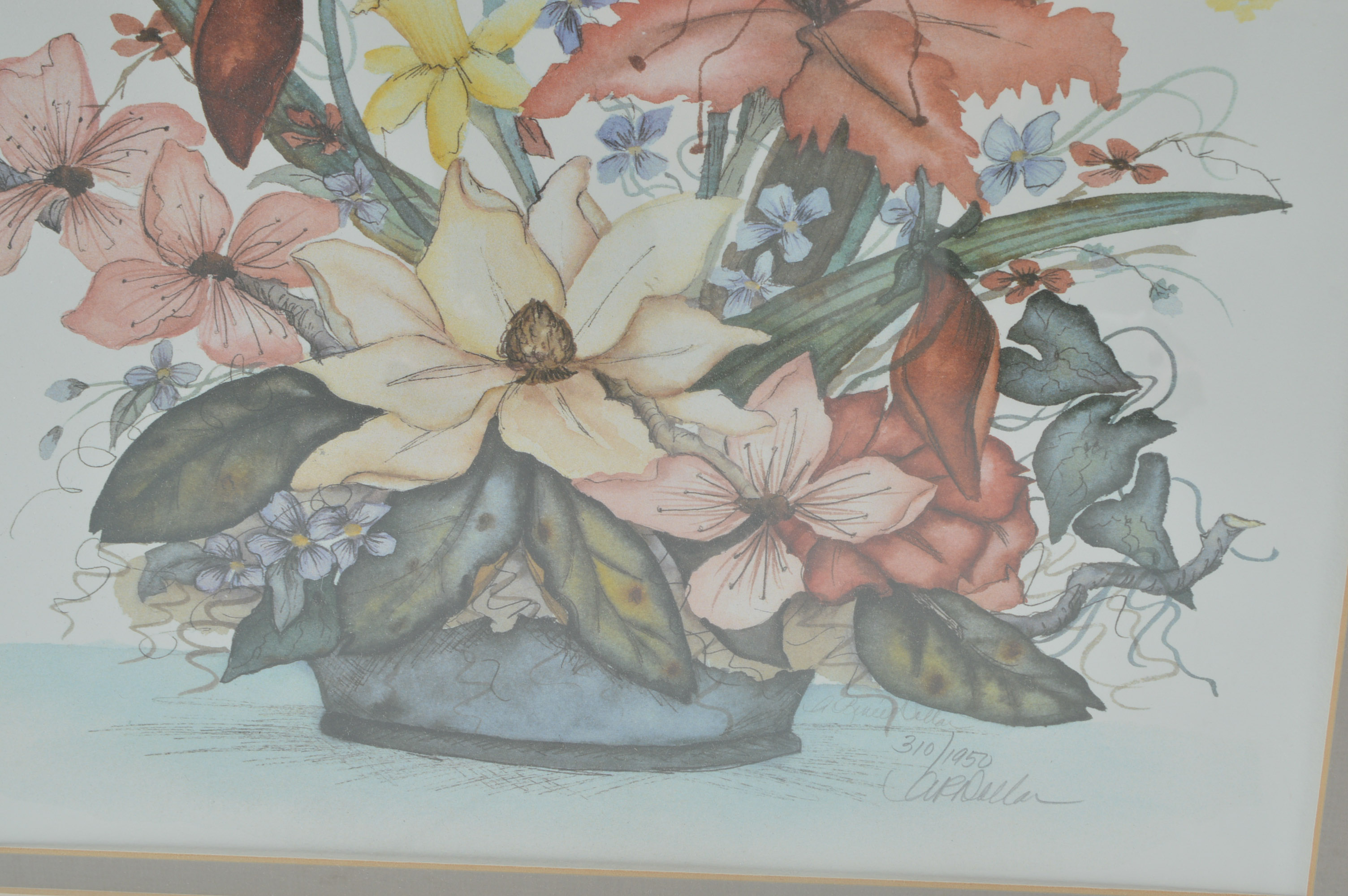 Signed, Numbered Still Life with Flowers Print by A. Renée Dollar