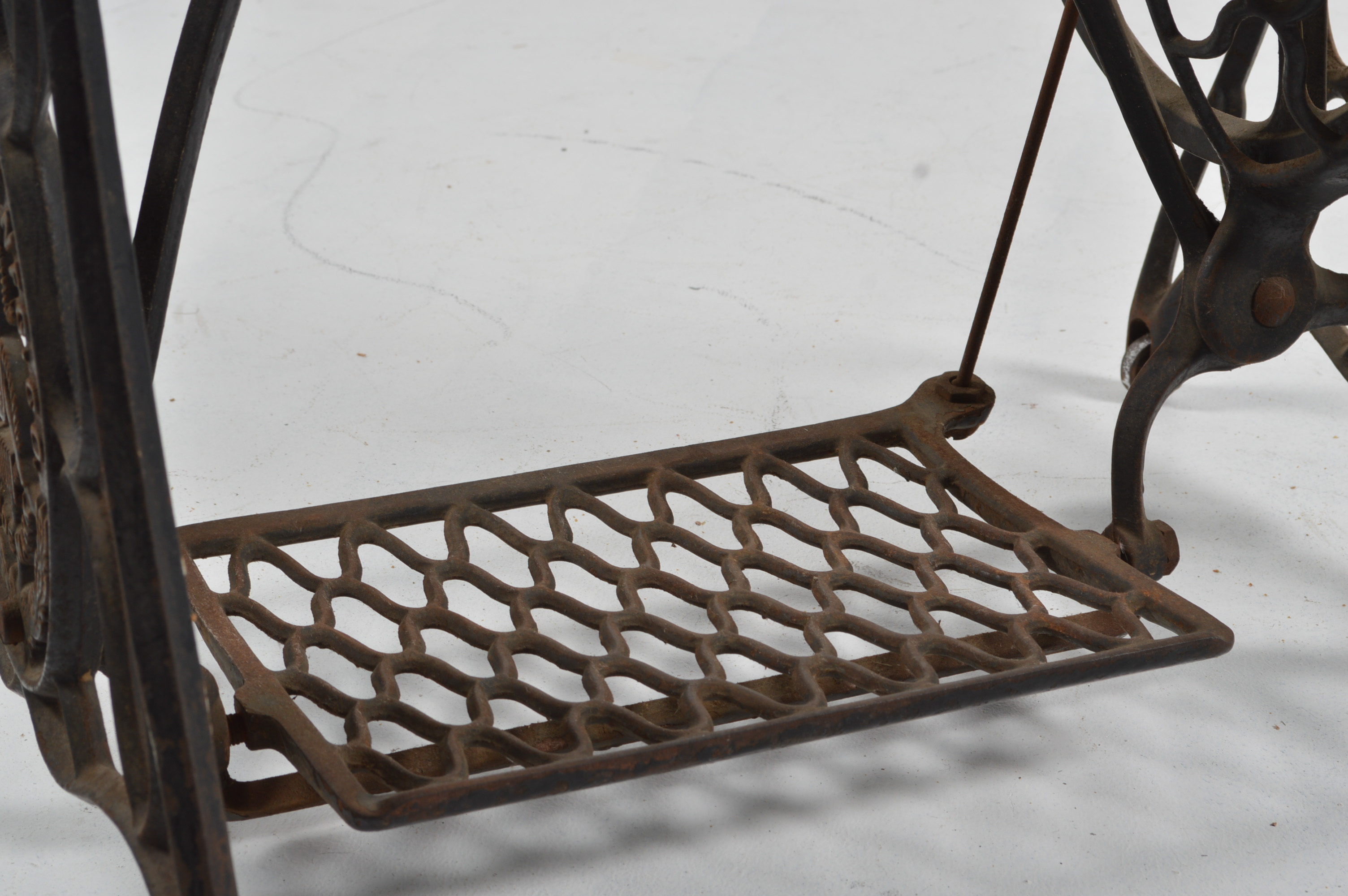 Vintage Singer Sewing Machine Treadle Base Table with Glass Top