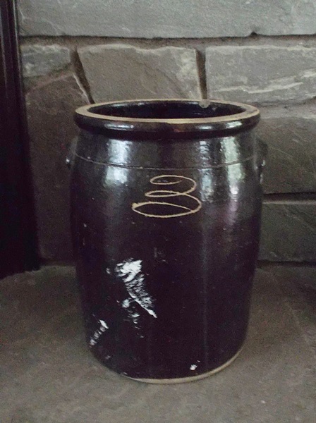 Brown Glazed Stoneware Crock 