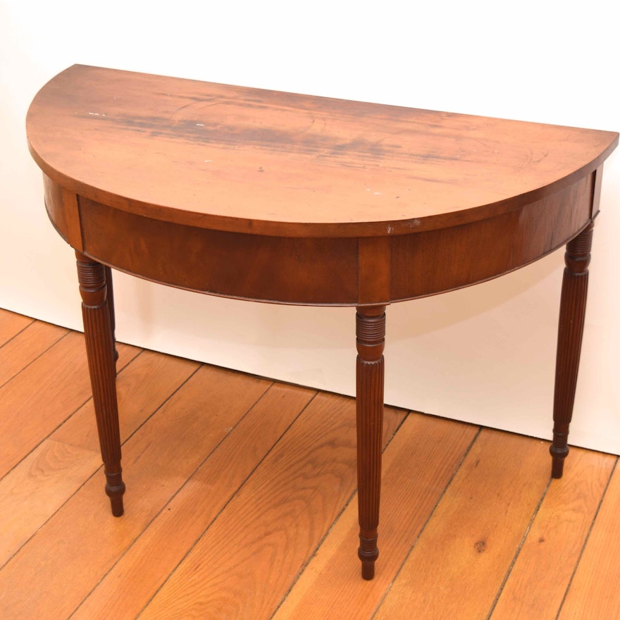 Antique Mahogany Demilune Table