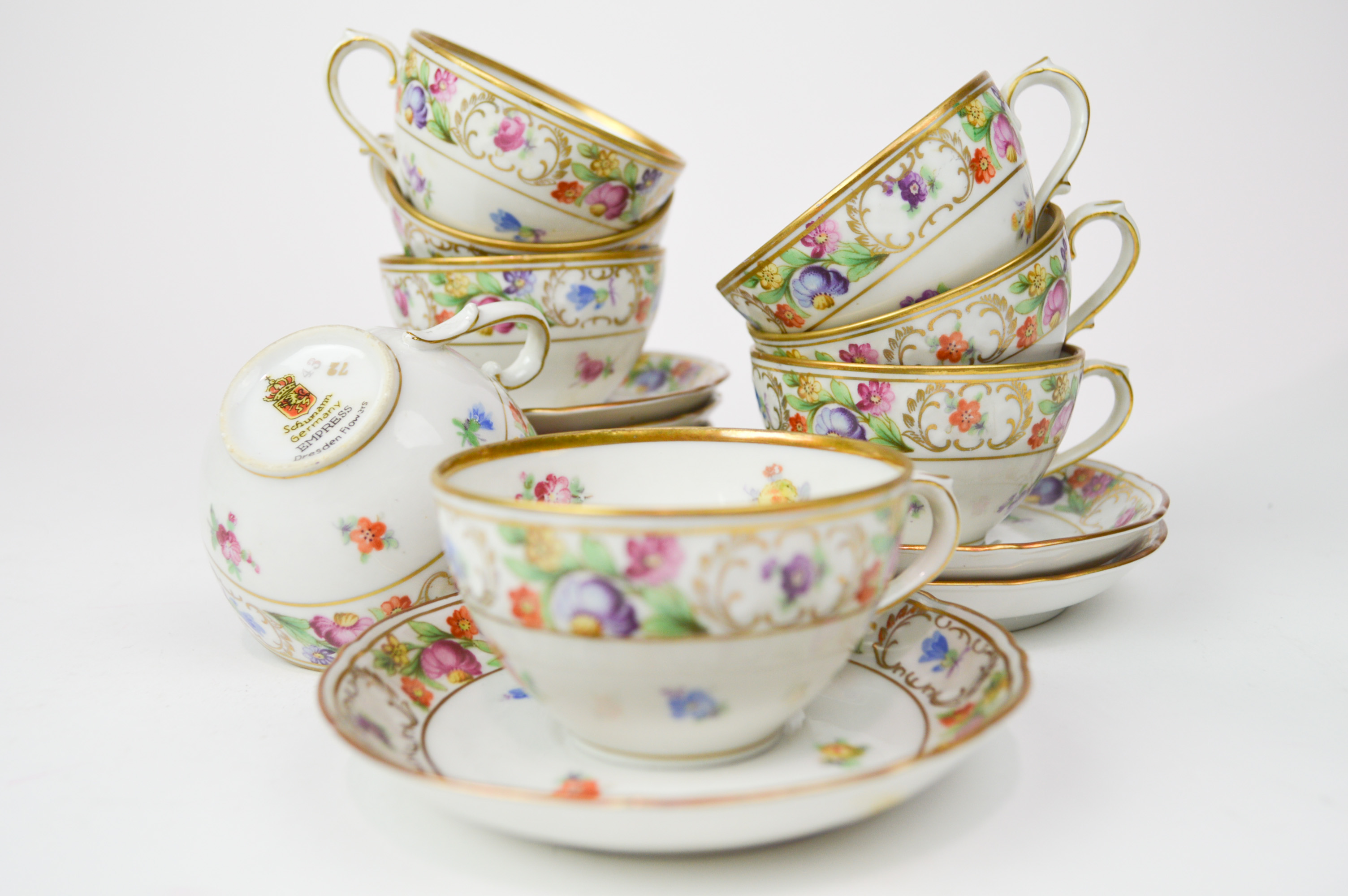 Assortment of "Dresden Flowers" Hand Painted China by Schumann 