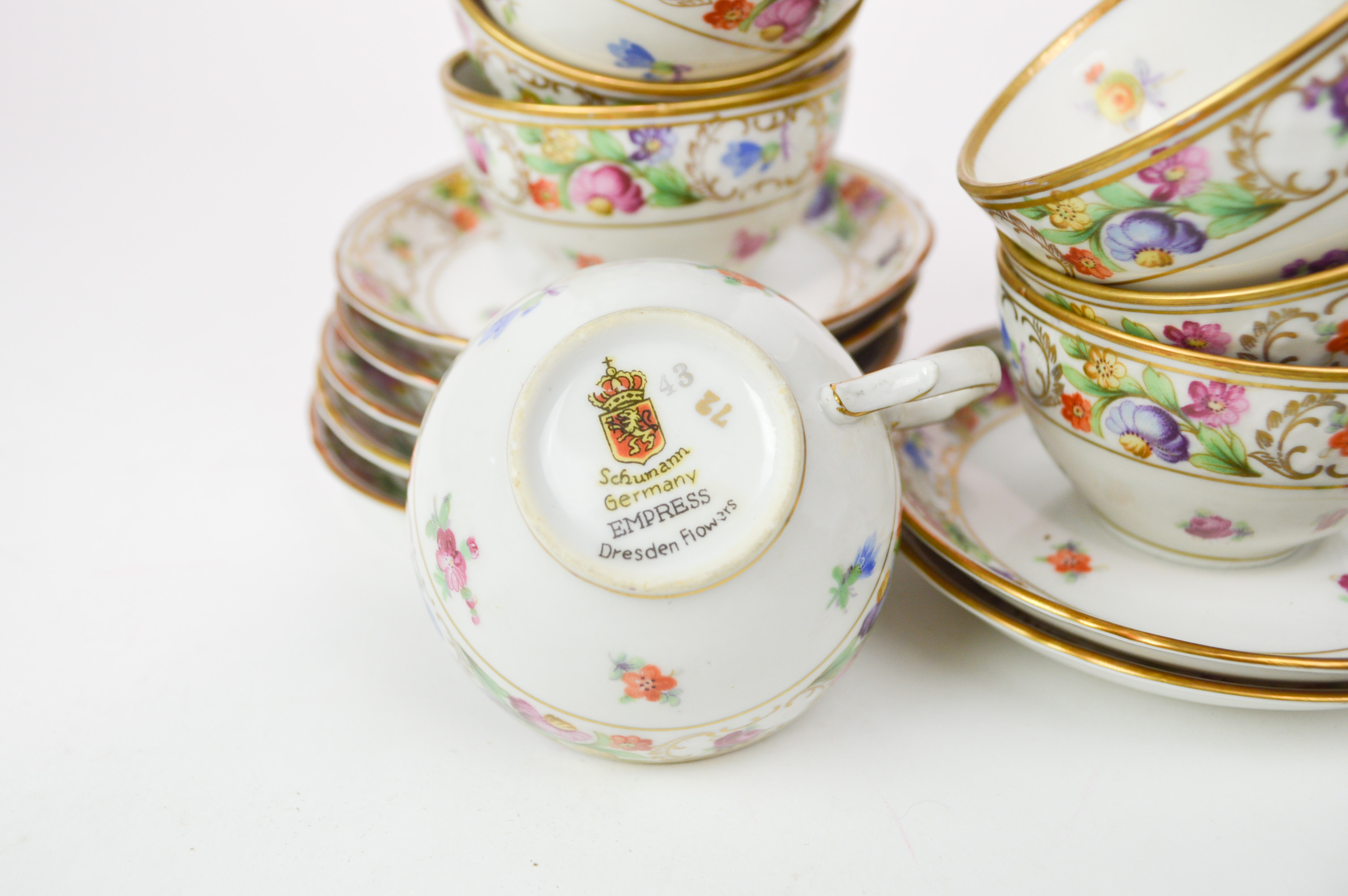 Assortment of "Dresden Flowers" Hand Painted China by Schumann 