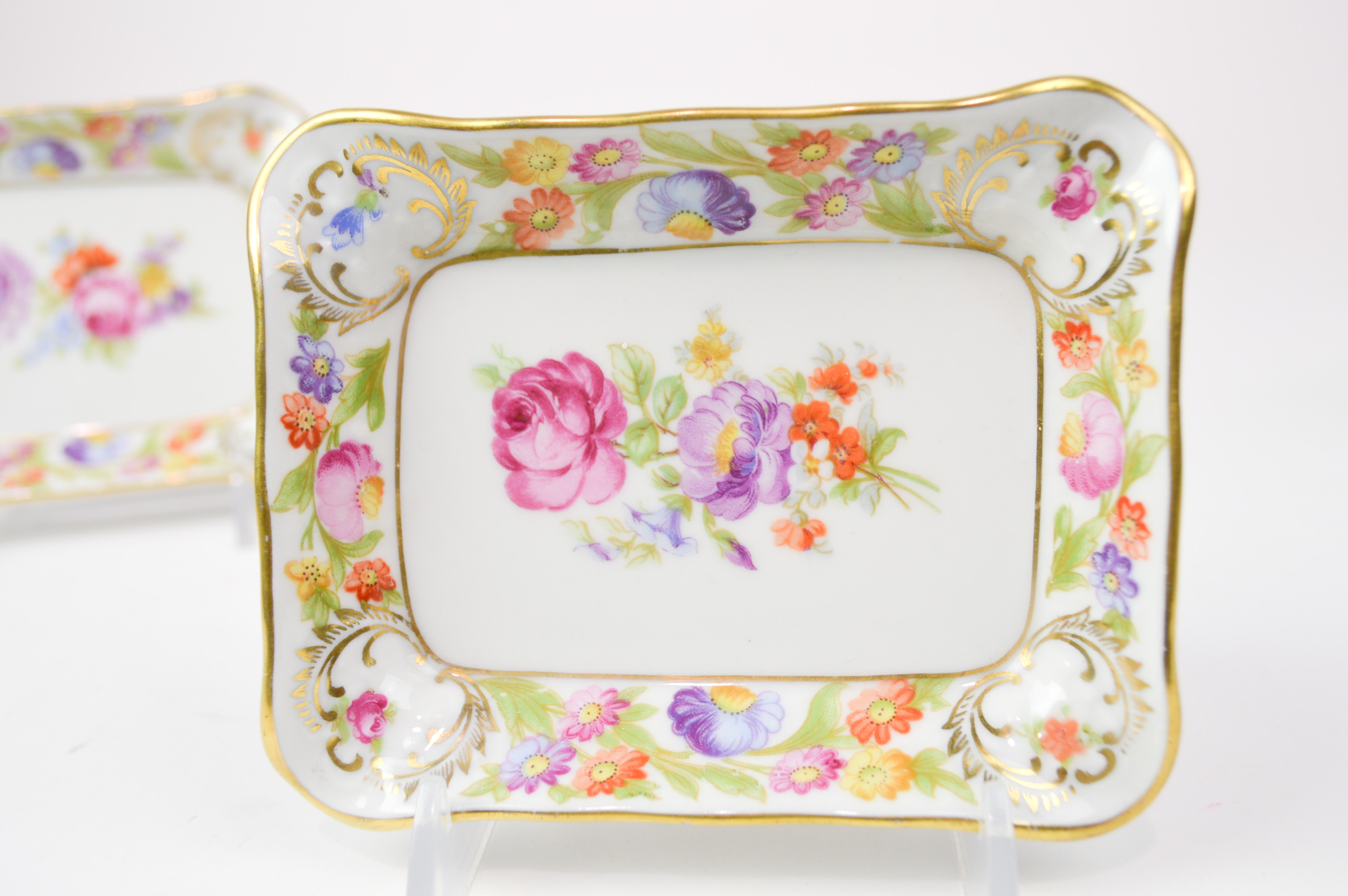 Assortment of "Dresden Flowers" Hand Painted China by Schumann 