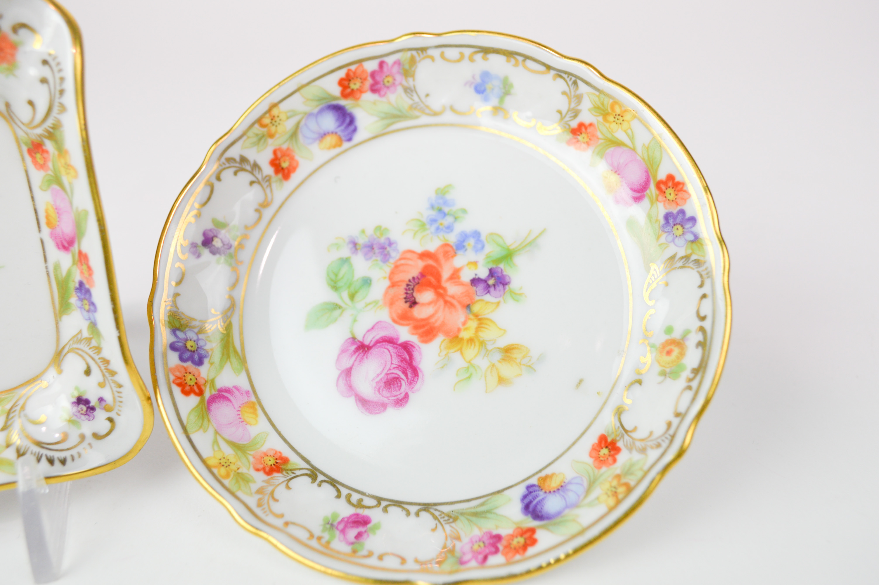 Assortment of "Dresden Flowers" Hand Painted China by Schumann 