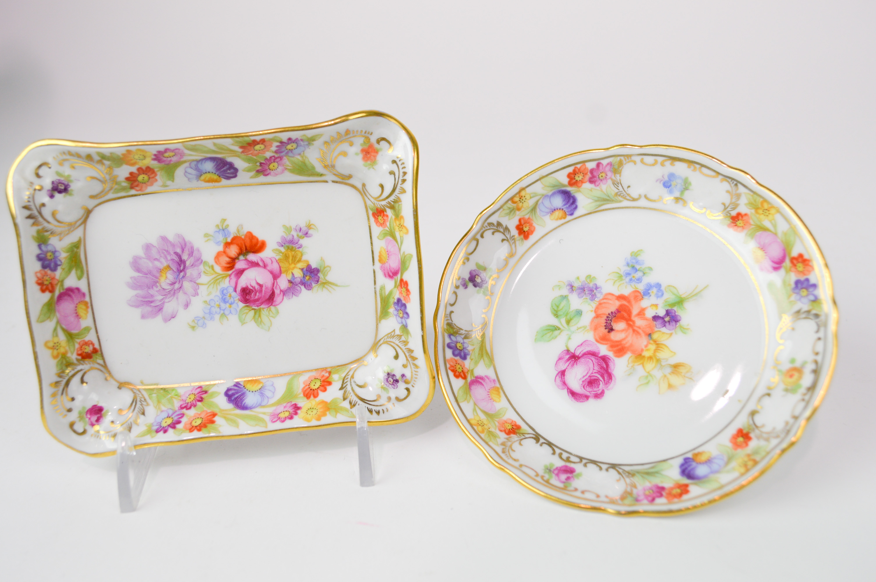 Assortment of "Dresden Flowers" Hand Painted China by Schumann 