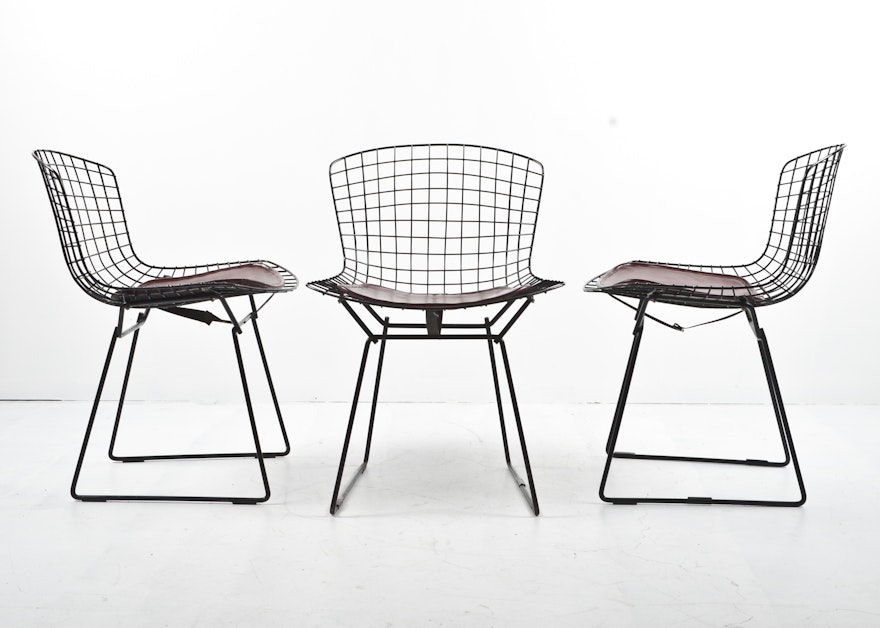 Trio of Vintage Mid Century Modern Harry Bertoia Wire Chairs