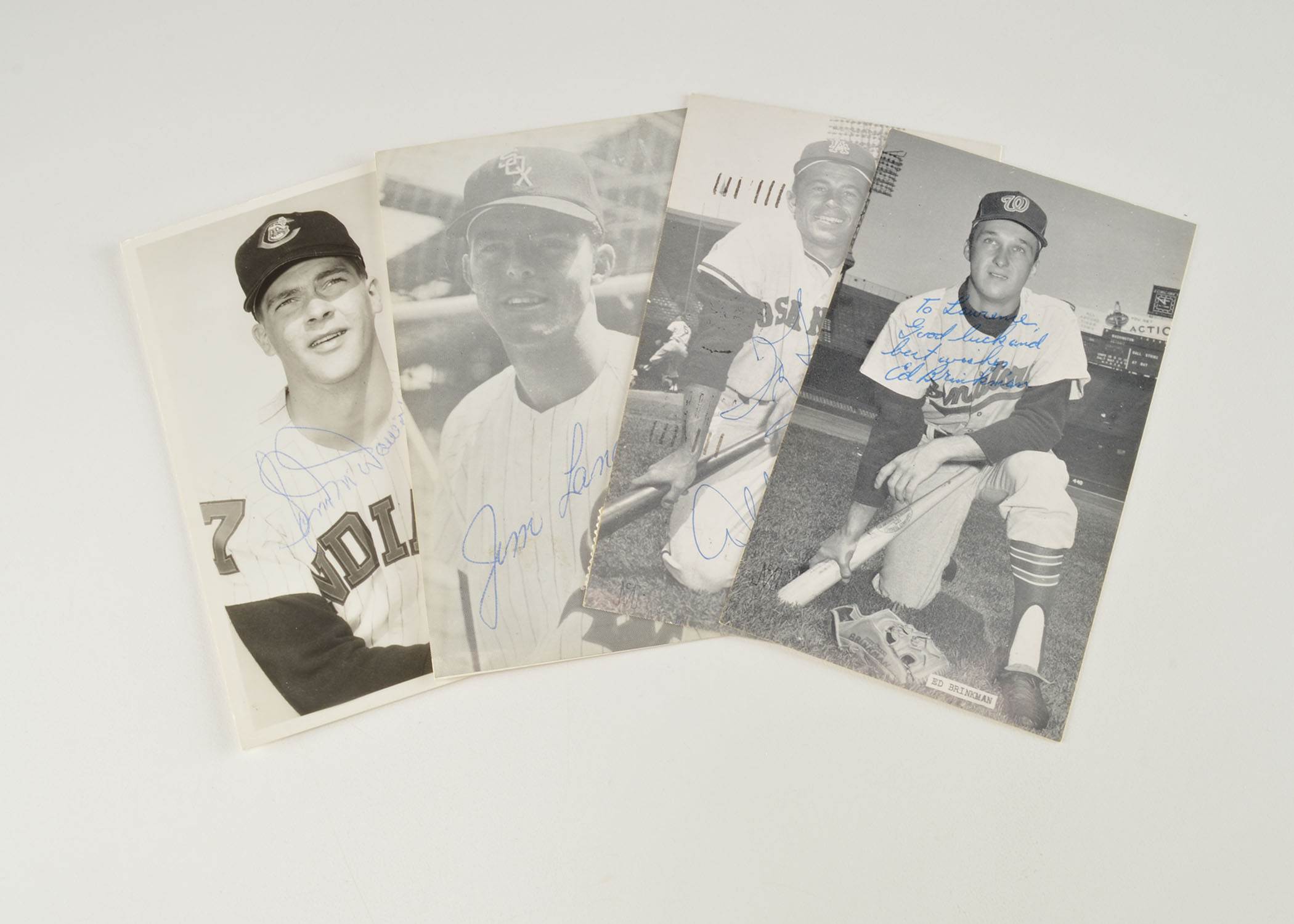 Four Vintage Signed Professional Baseball Players Pictures