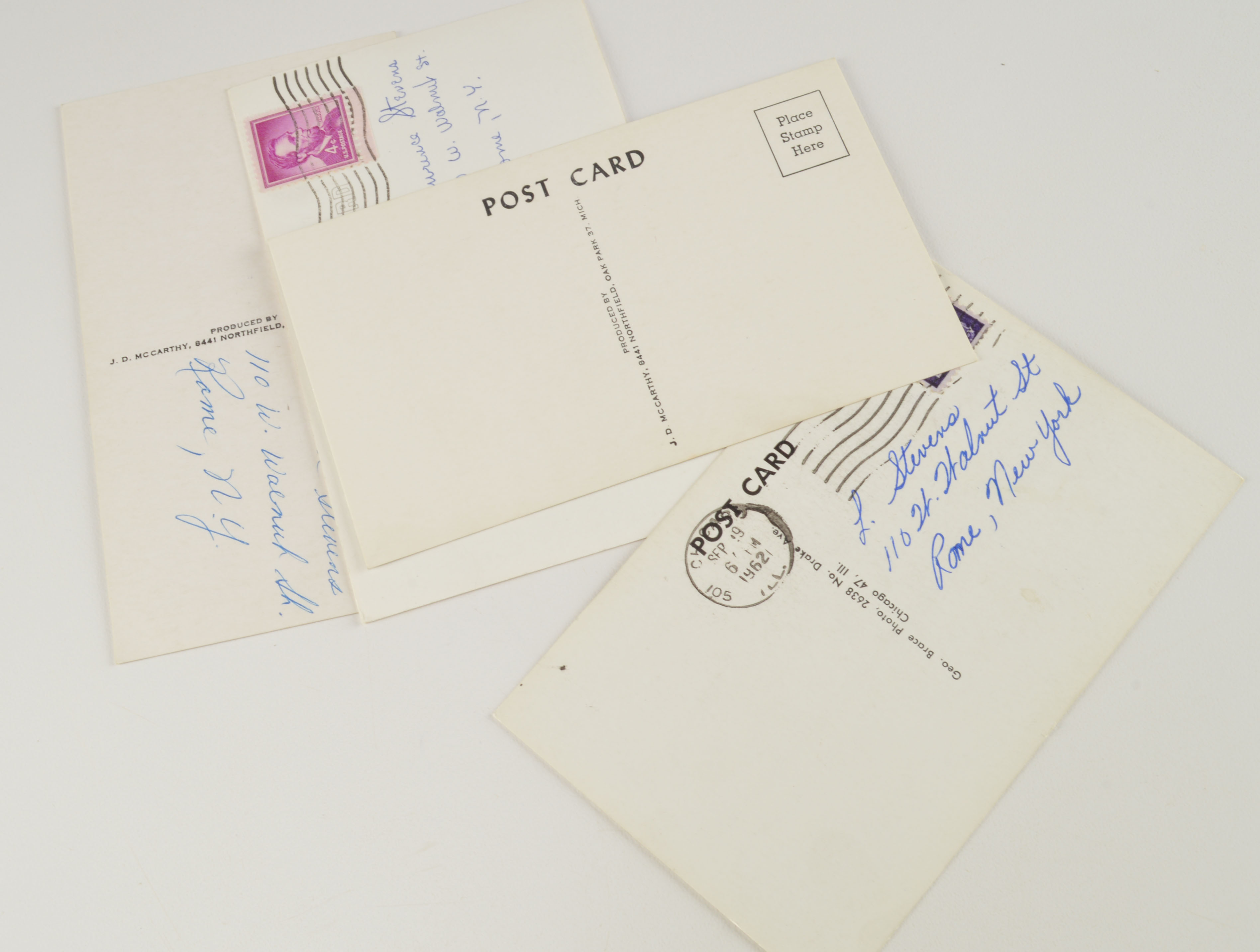 Four Vintage Signed Professional Baseball Players Pictures