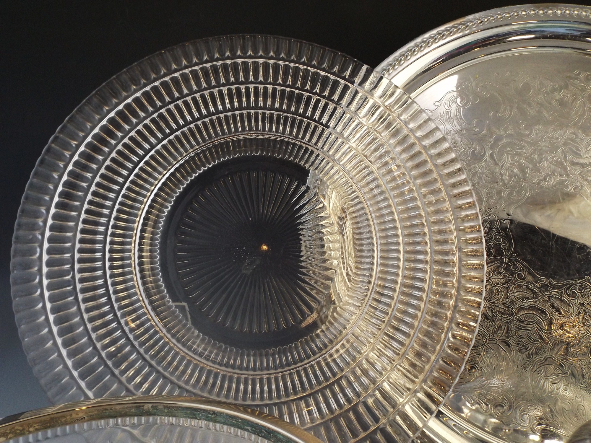 Glassware, Wood and Metal Serving Pieces