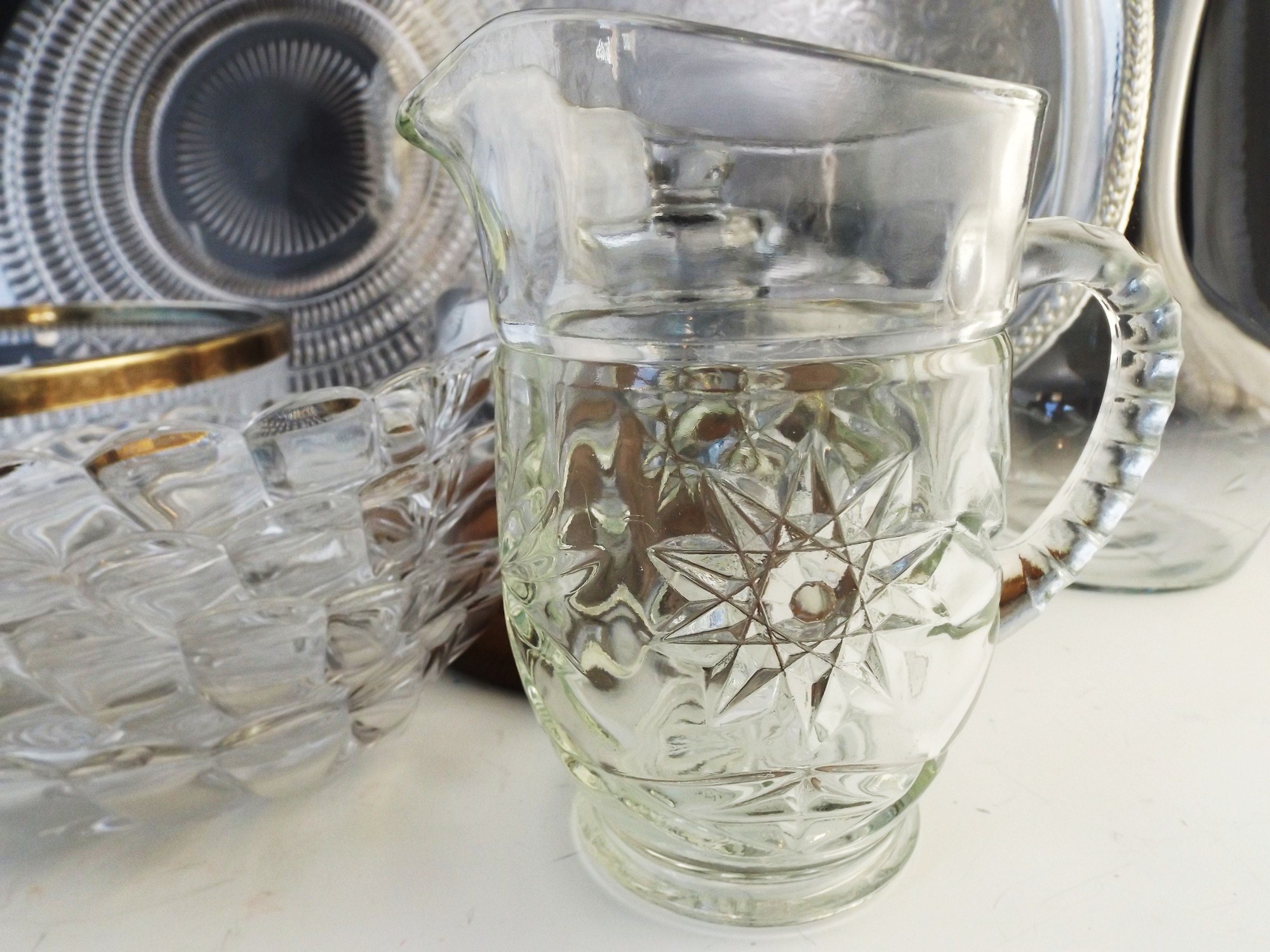 Glassware, Wood and Metal Serving Pieces