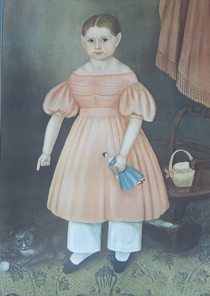 Two Folk Art Prints of 1800s Children