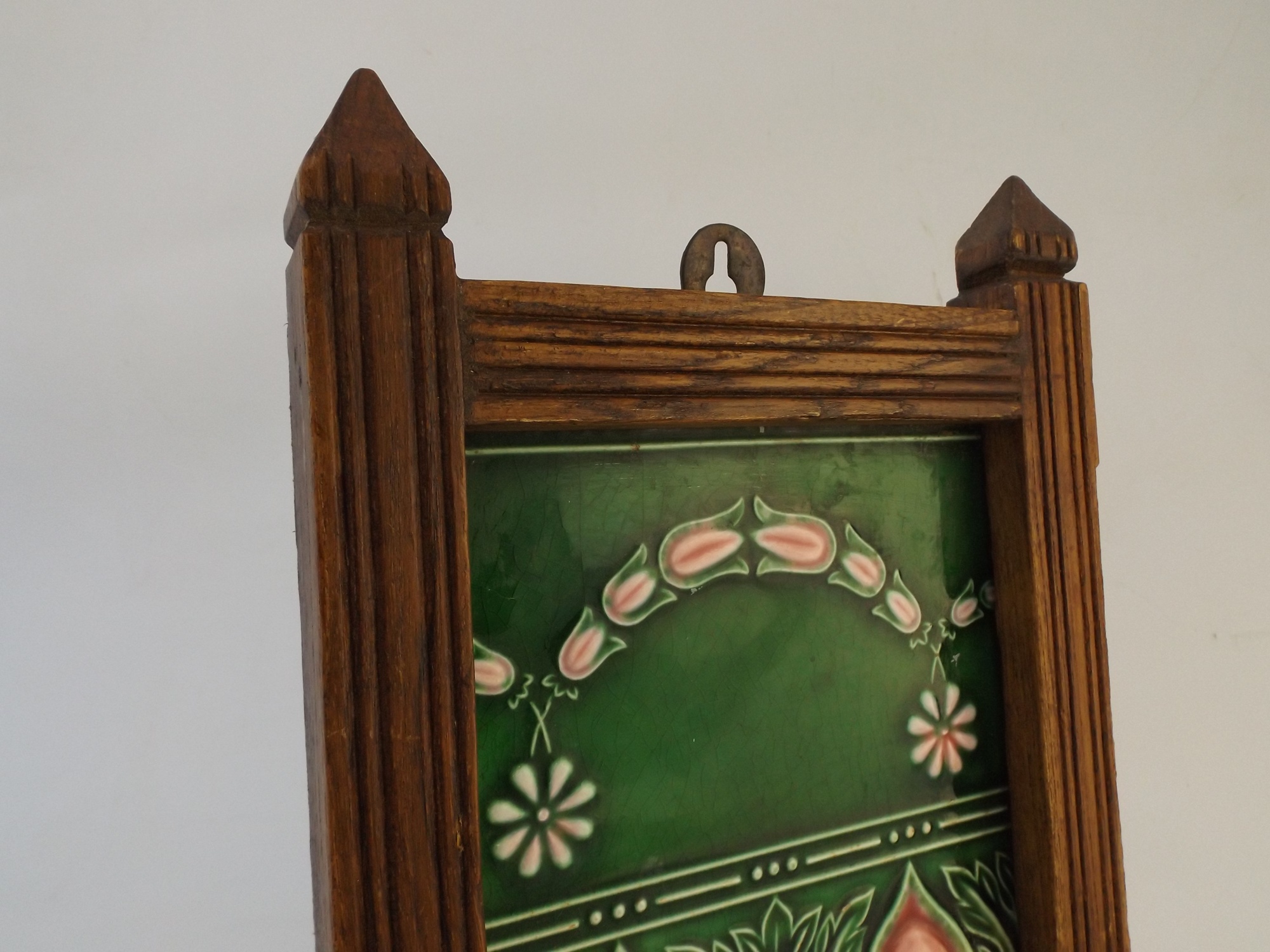 Eastlake Hat Rack with Arts and Crafts Tile