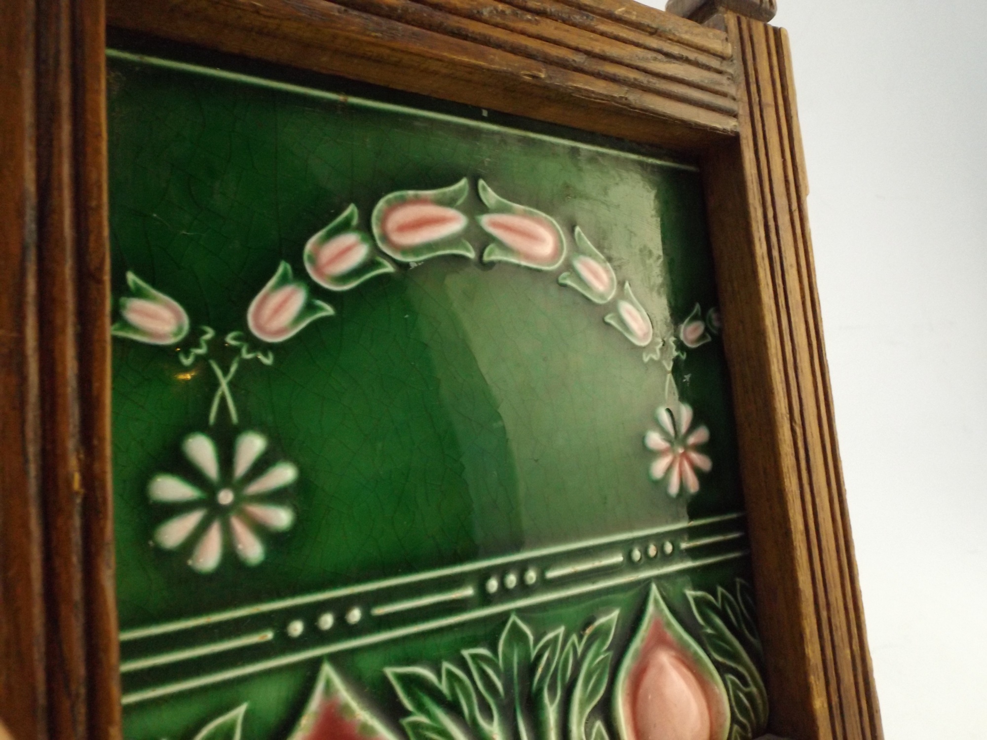 Eastlake Hat Rack with Arts and Crafts Tile