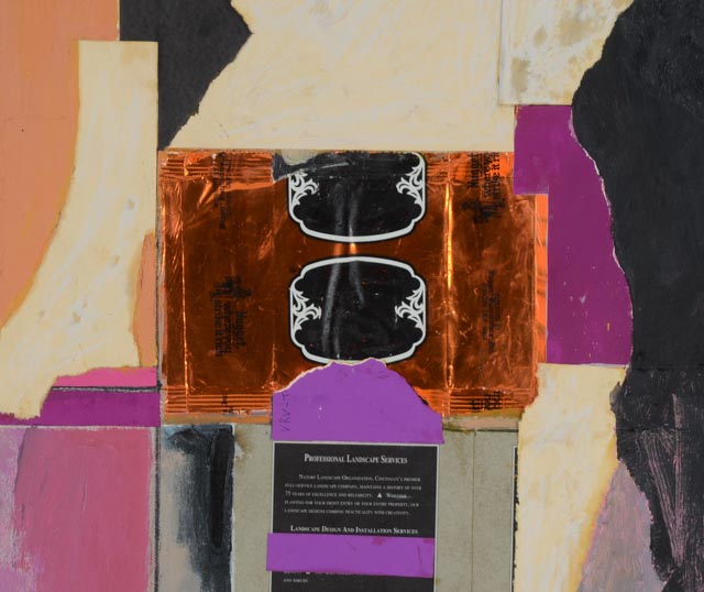 Original Roland Huston Acrylic and Paper on Canvas Collage 