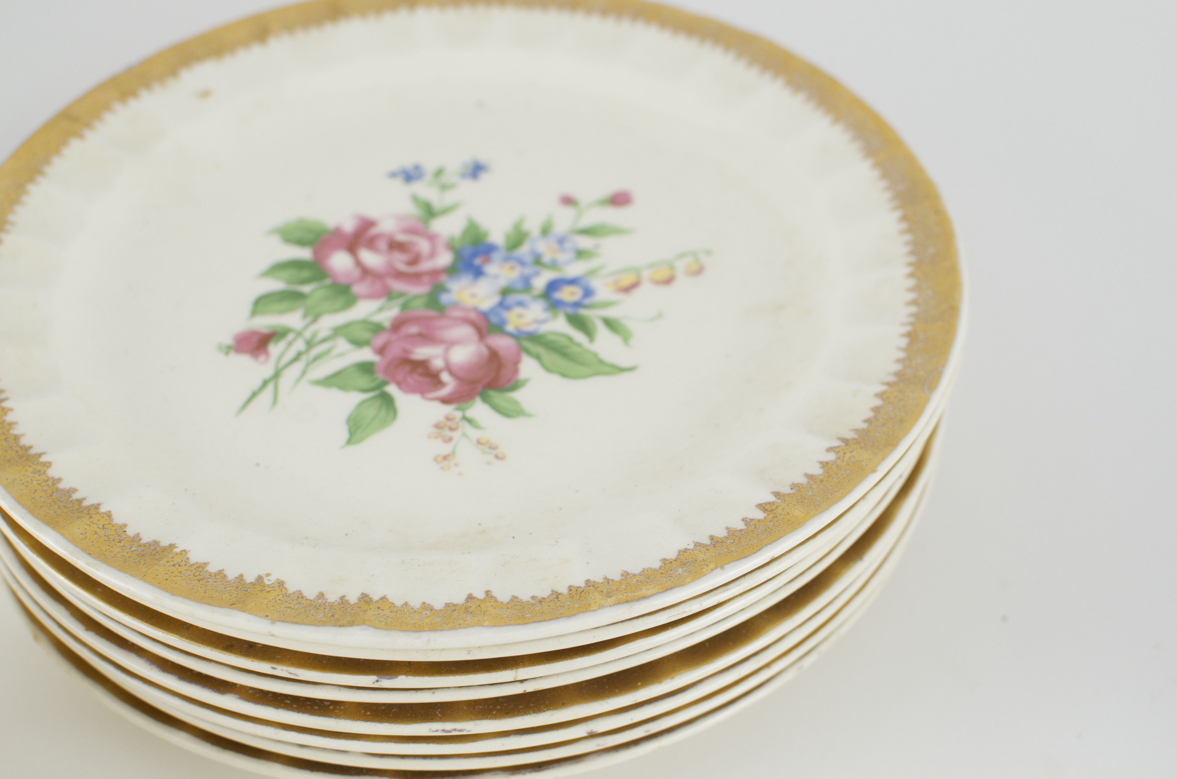 Vintage Dish Set with Rose Pattern