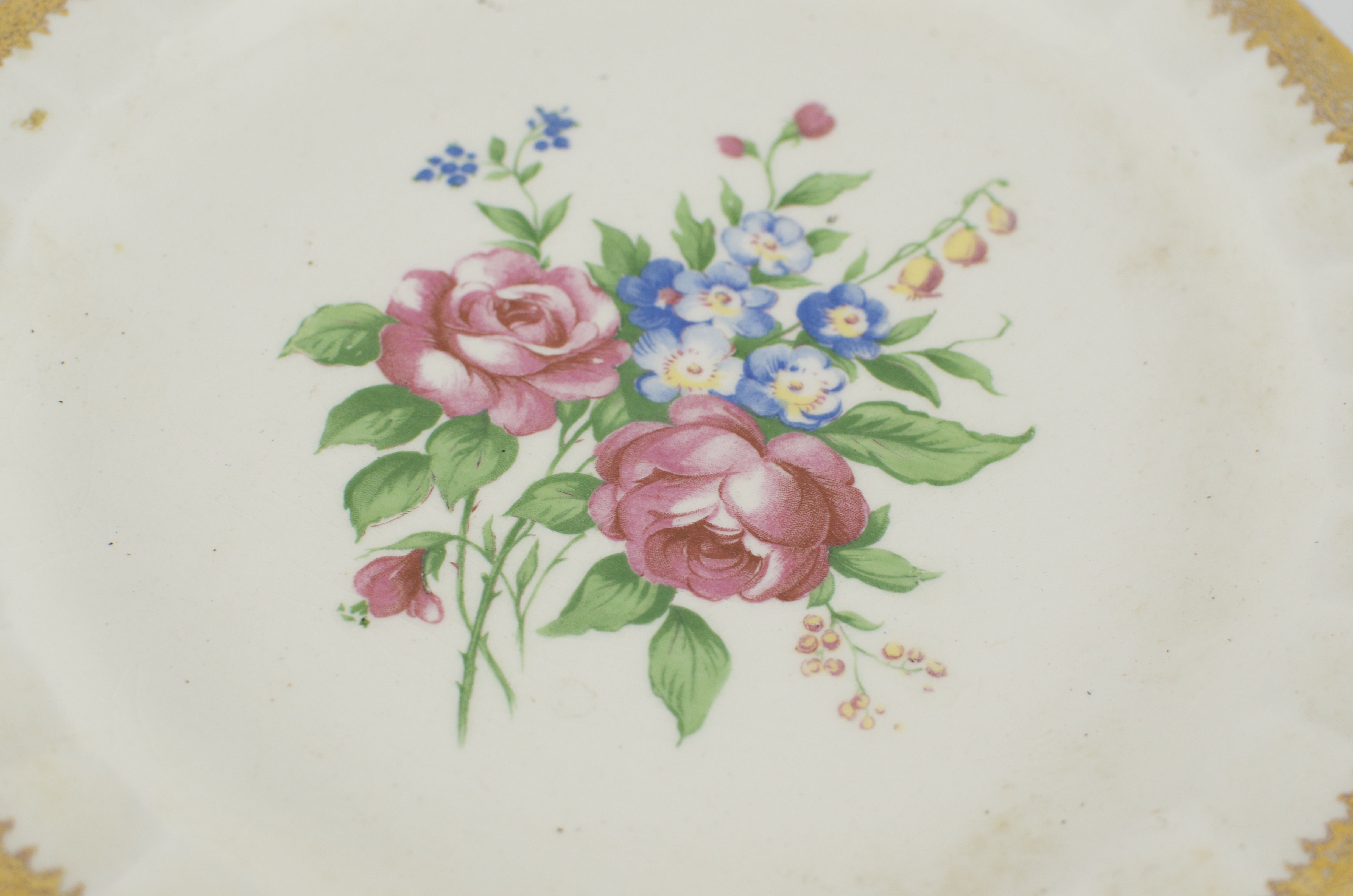 Vintage Dish Set with Rose Pattern