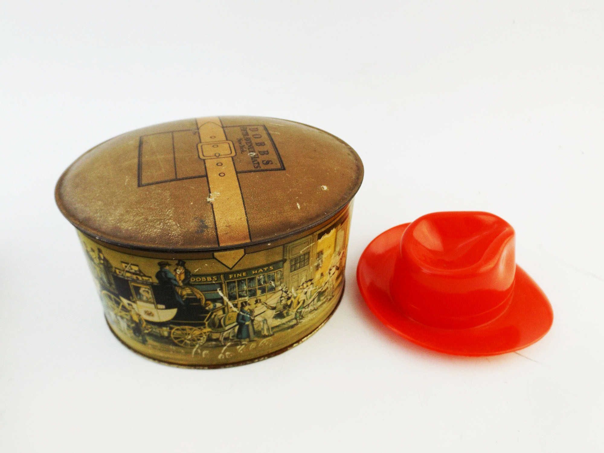 Dobbs 5th Avenue Salesman Sample Tin Hat Box with Stetson Hat