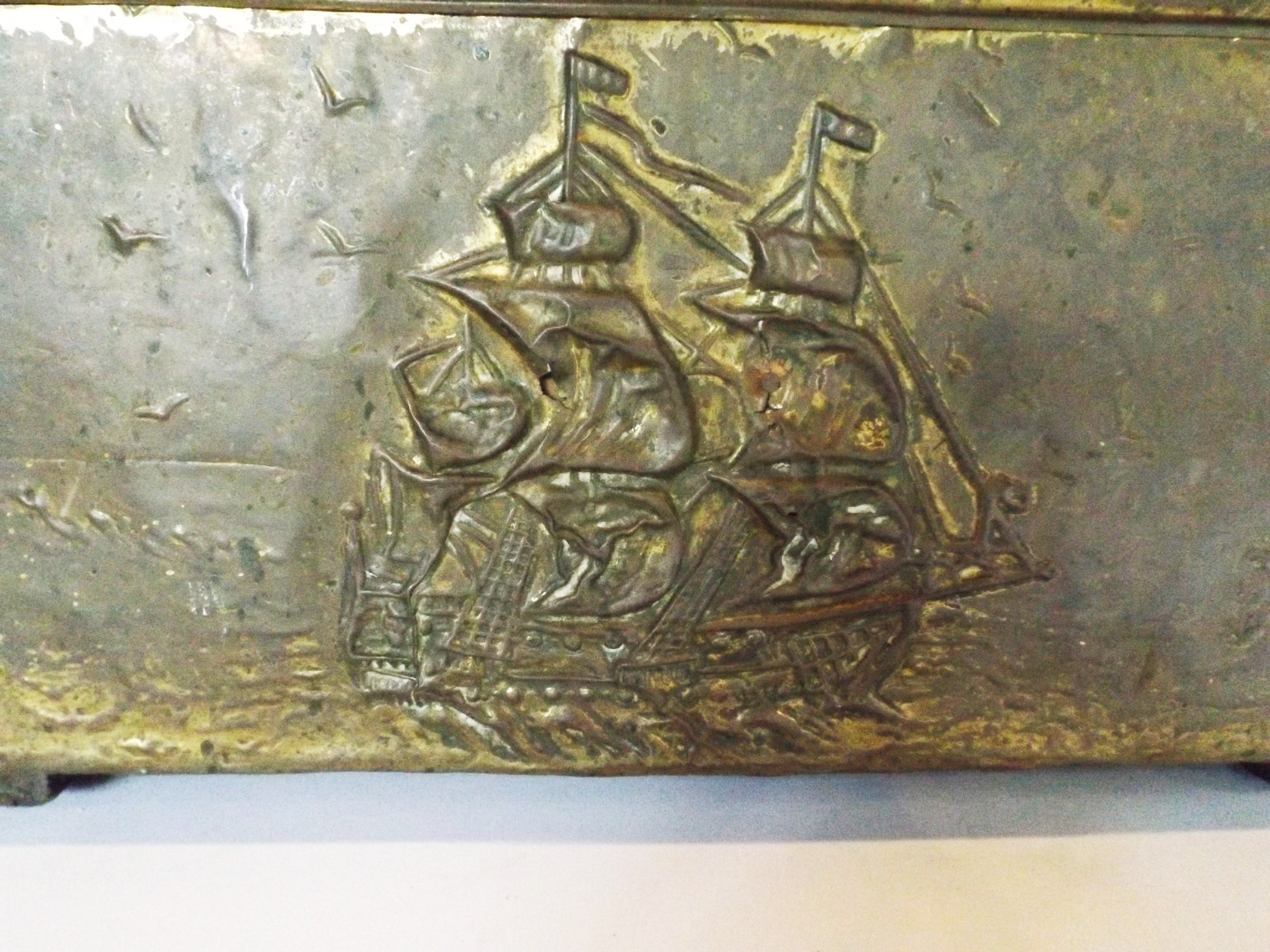 Brass-Covered Wooden Letter Box 