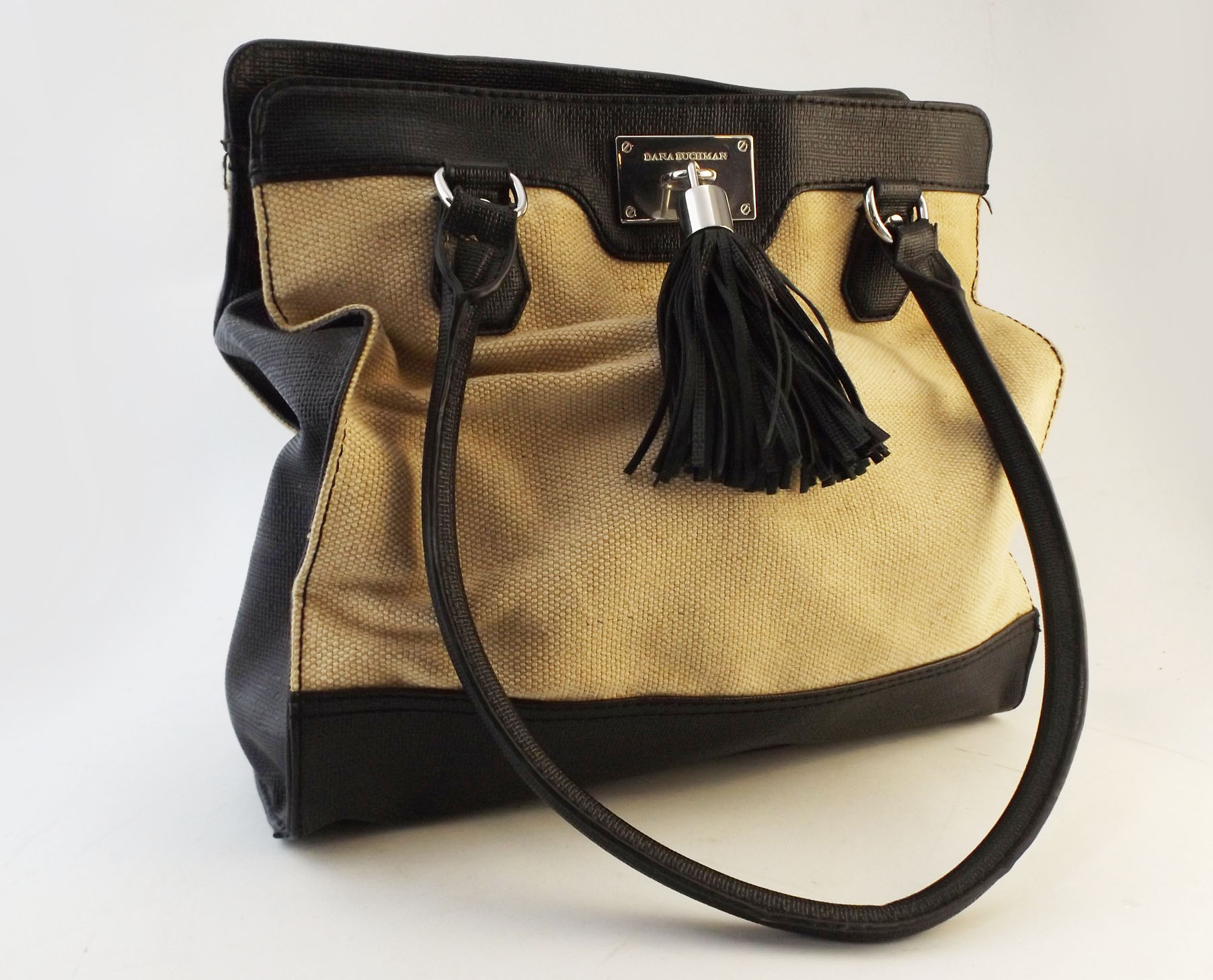Dana Buchman Linen and Leather Handbag