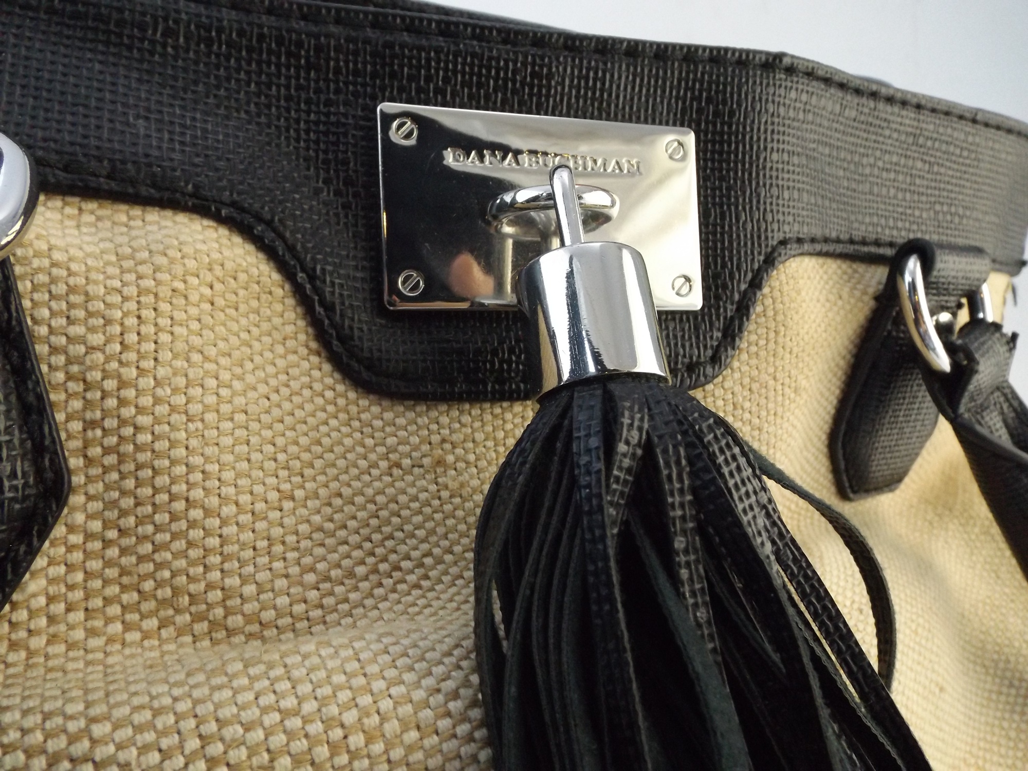 Dana Buchman Linen and Leather Handbag
